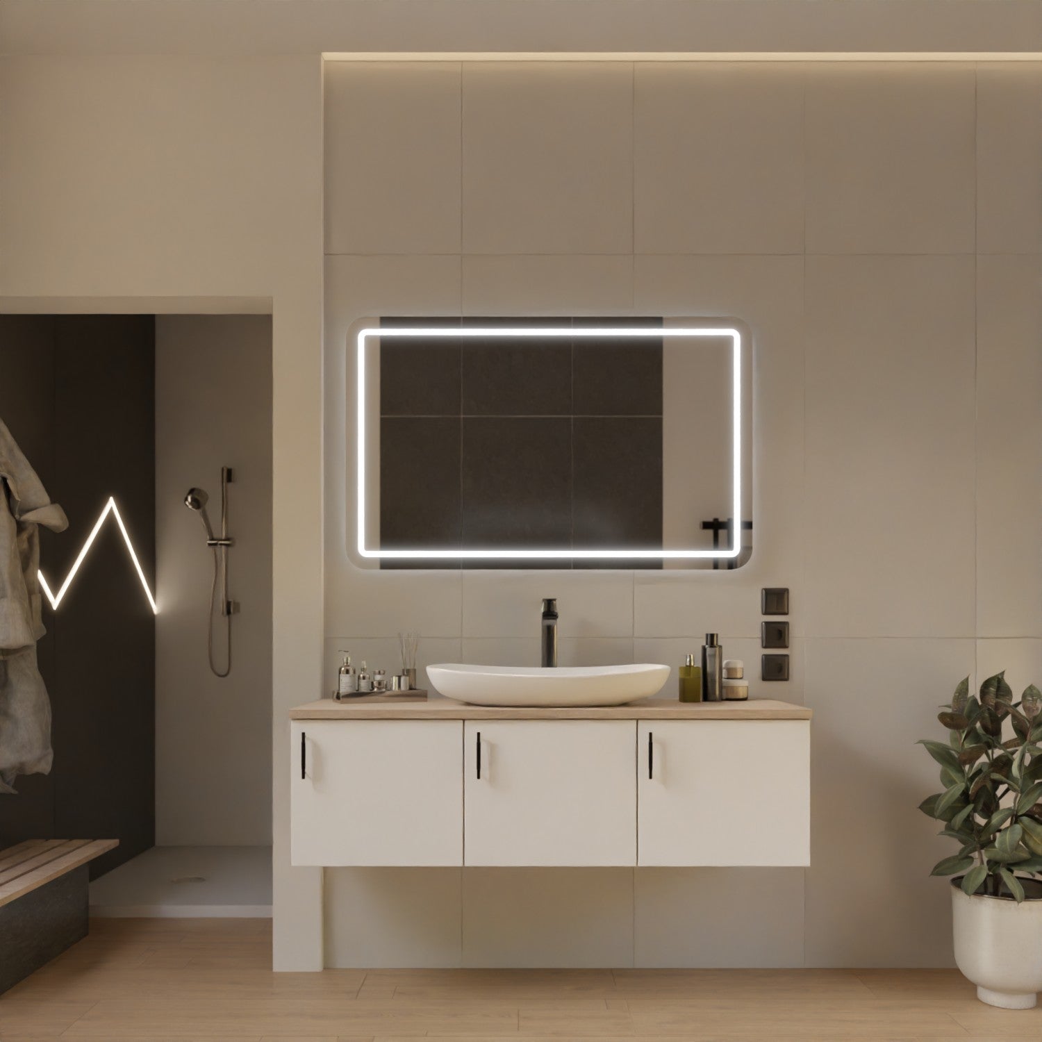 Badezimmerspiegel nach Maß Ecken abgerundet - Hildesheim 2