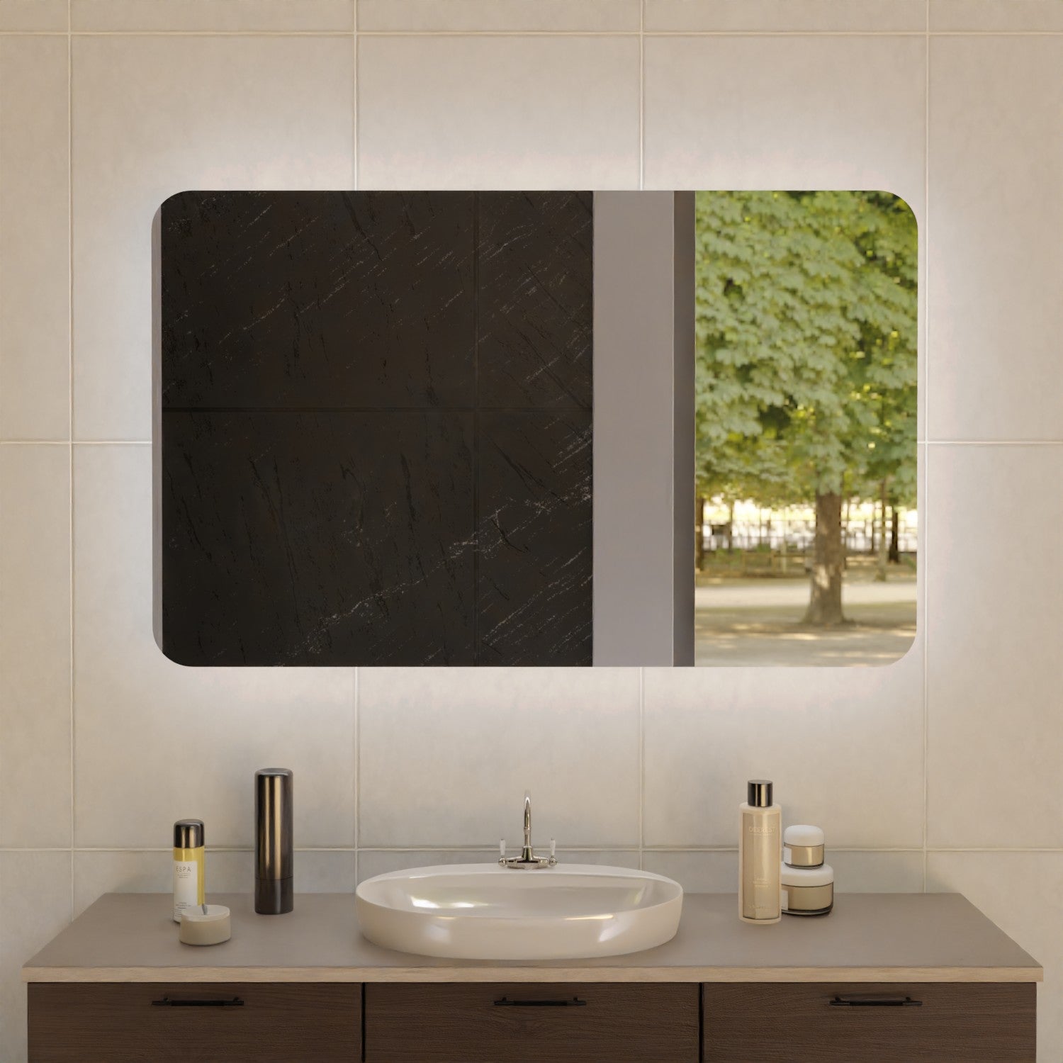 Spiegel Wuppertal 2 mit runden Ecken & Hintergrundbeleuchtung