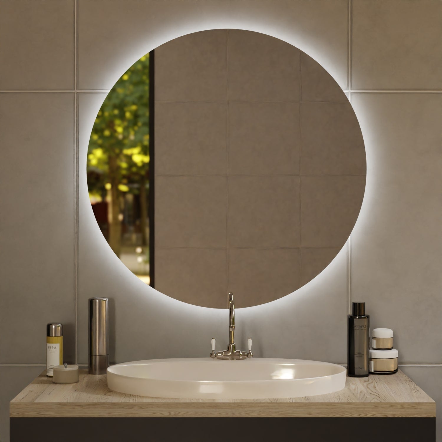 Runder Spiegel Stuttgart mit Hintergrundbeleuchtung