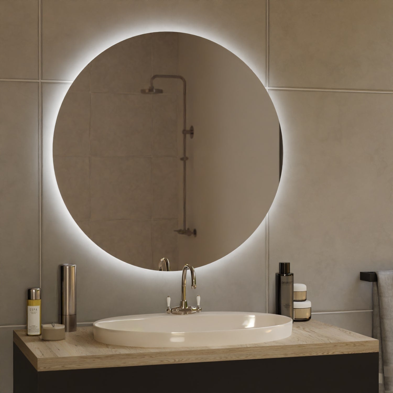 Runder Spiegel Stuttgart mit Hintergrundbeleuchtung