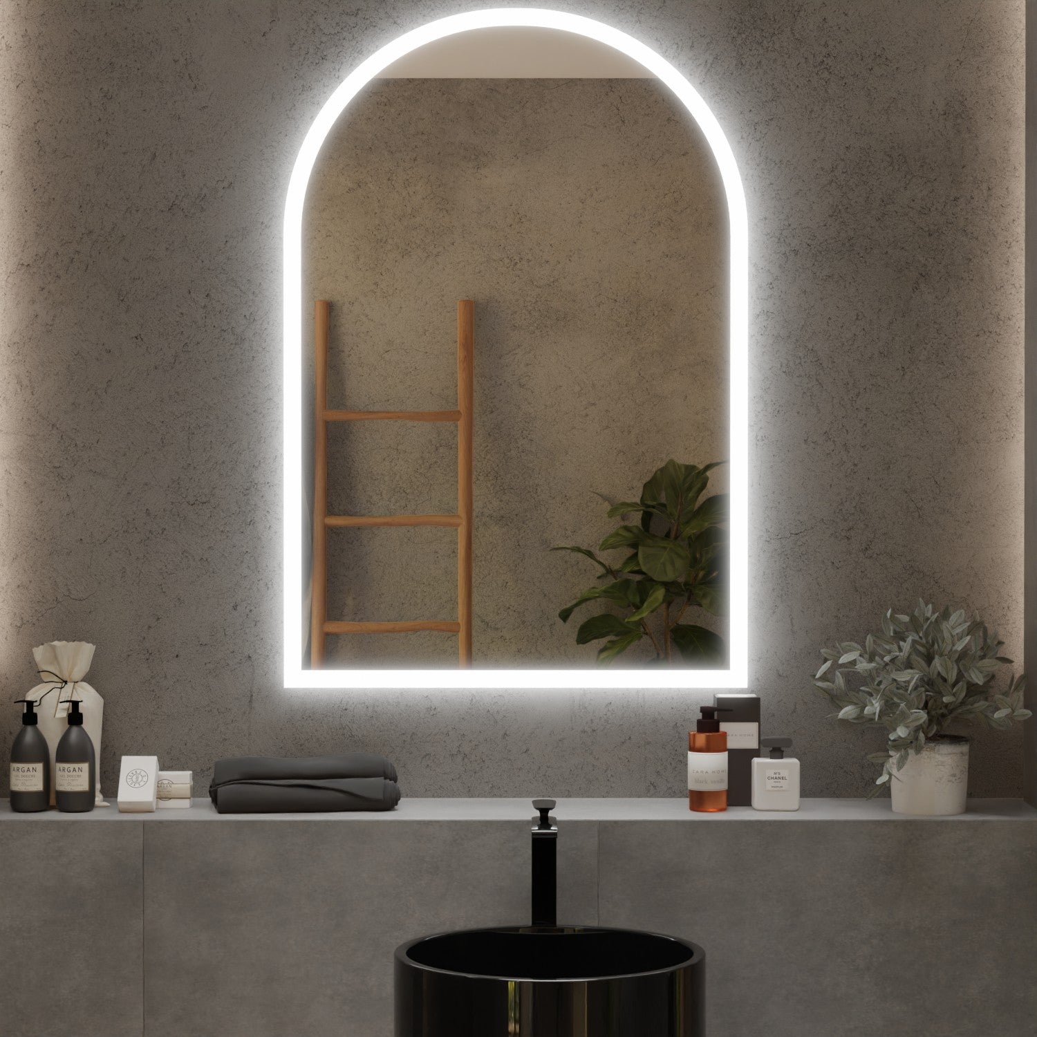 Badspiegel mit Rundbogen nach Maß beleuchtet - Jona 2