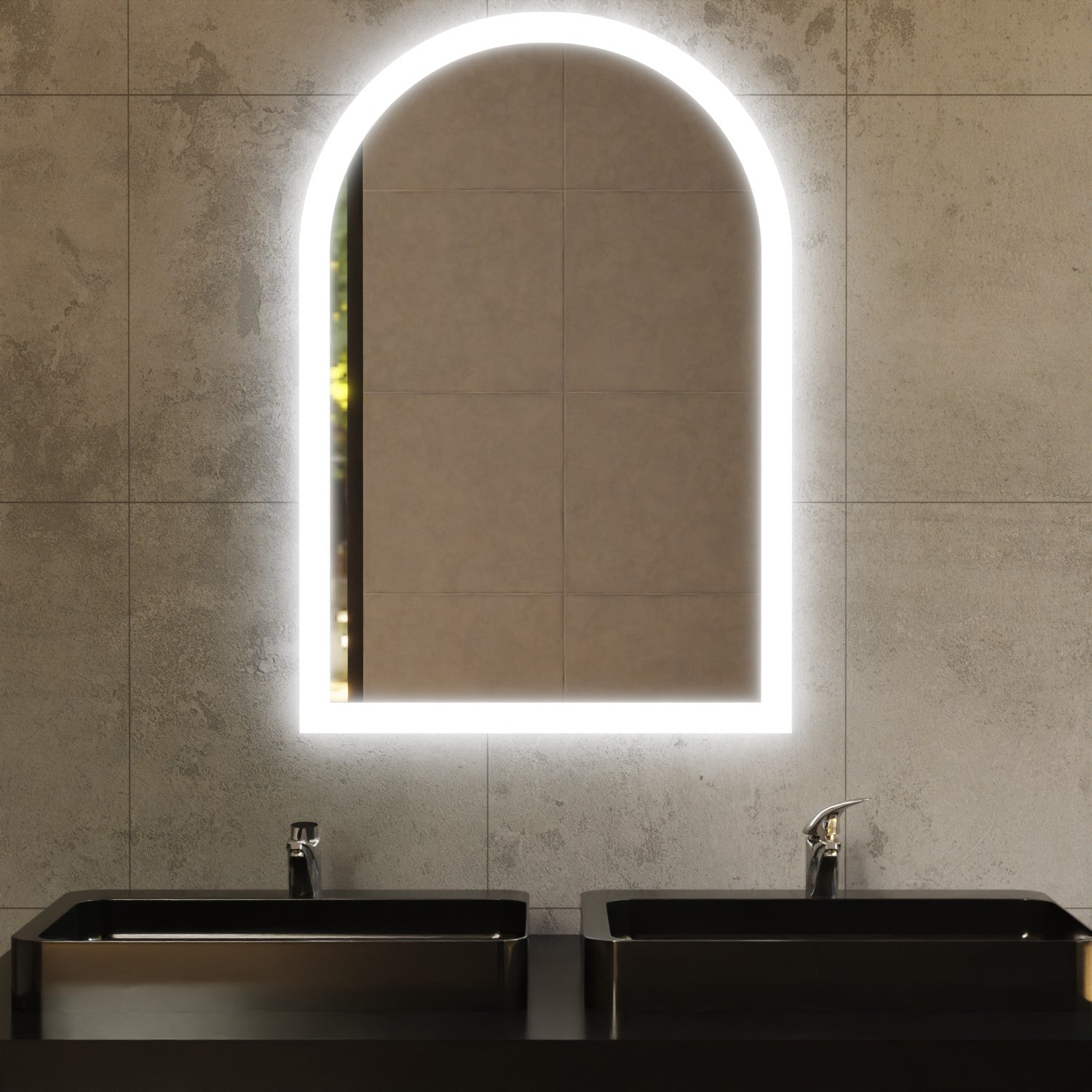 Badspiegel mit Rundbogen nach Maß beleuchtet - Toni 2