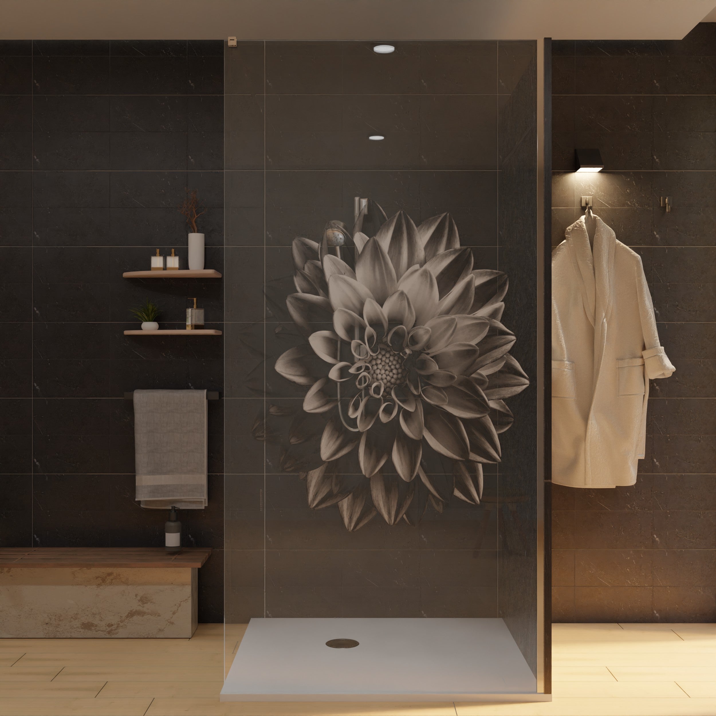 Duschwand Laser Motiv - Blume