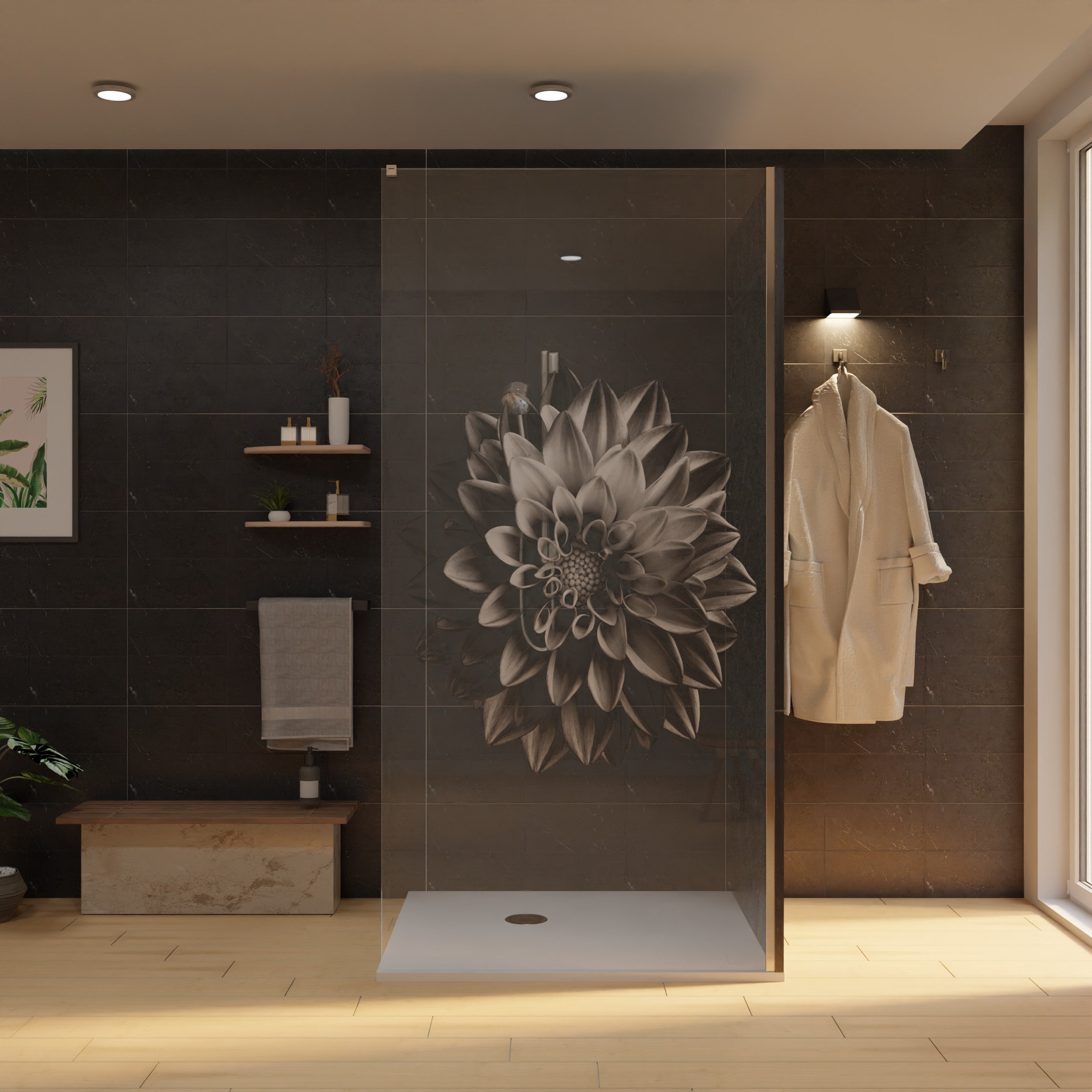 Duschwand Laser Motiv - Blume