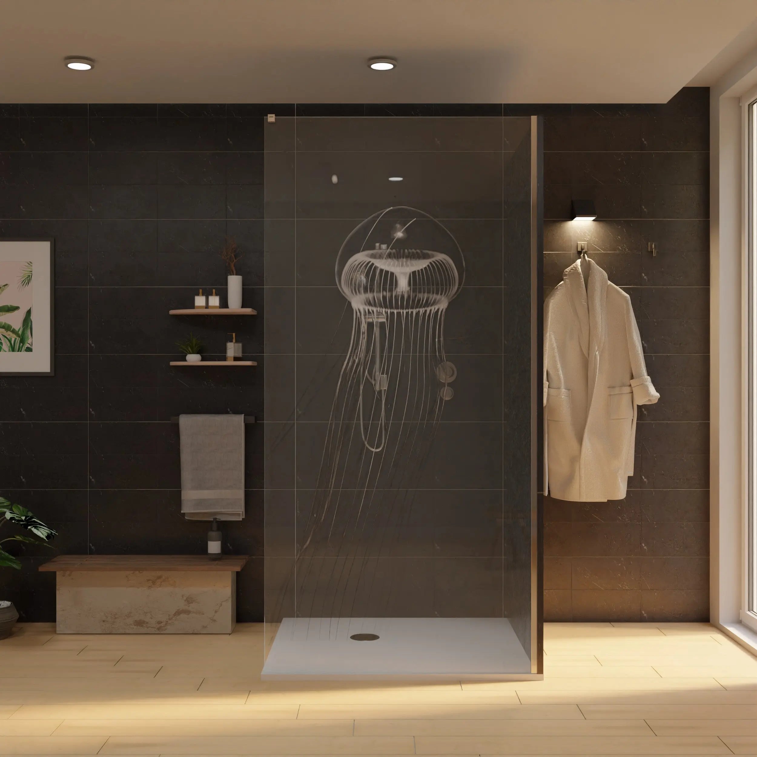 Duschwand mit Laser Motiv - Qualle