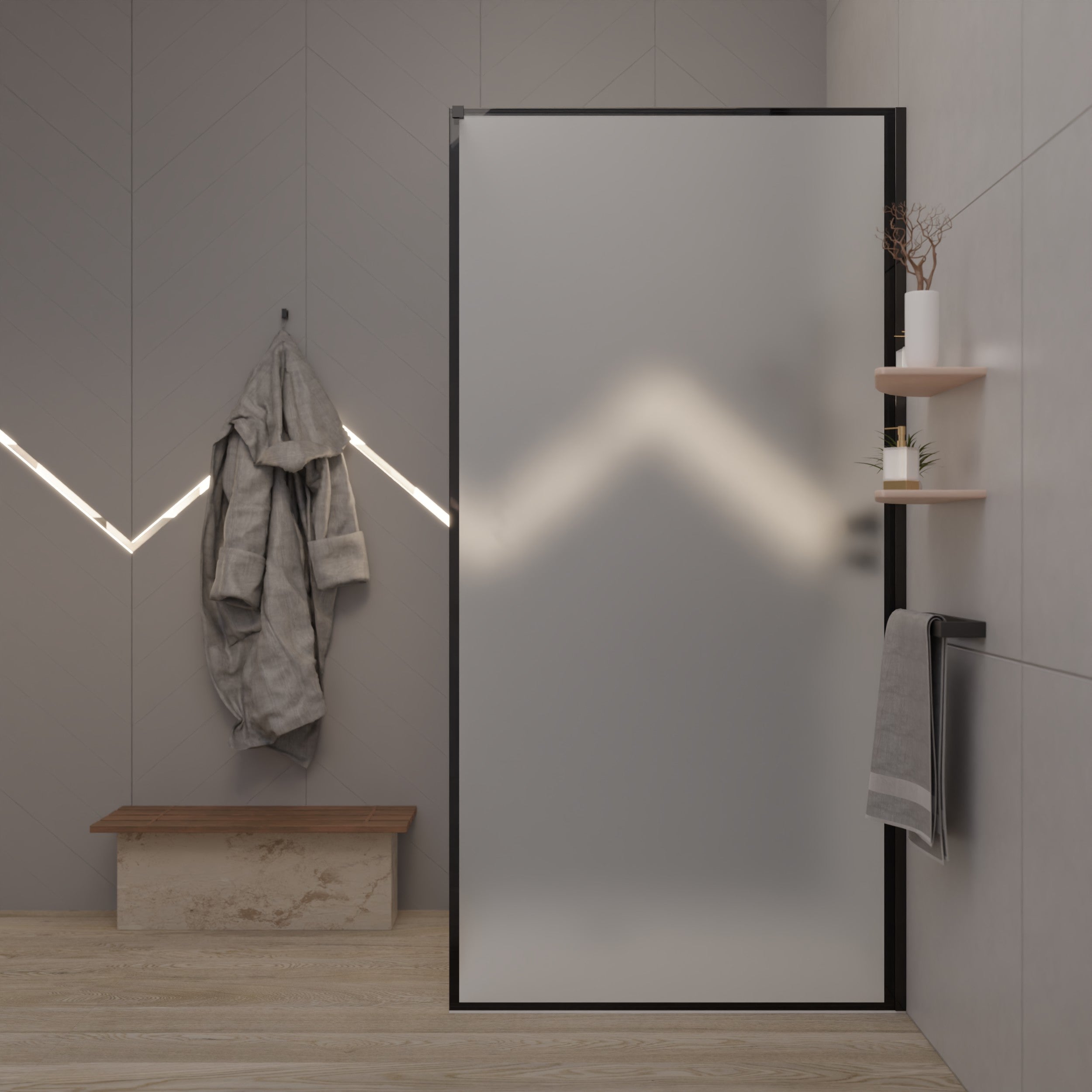 Duschwand mit schwarzem Industriestil Satinato - Riva