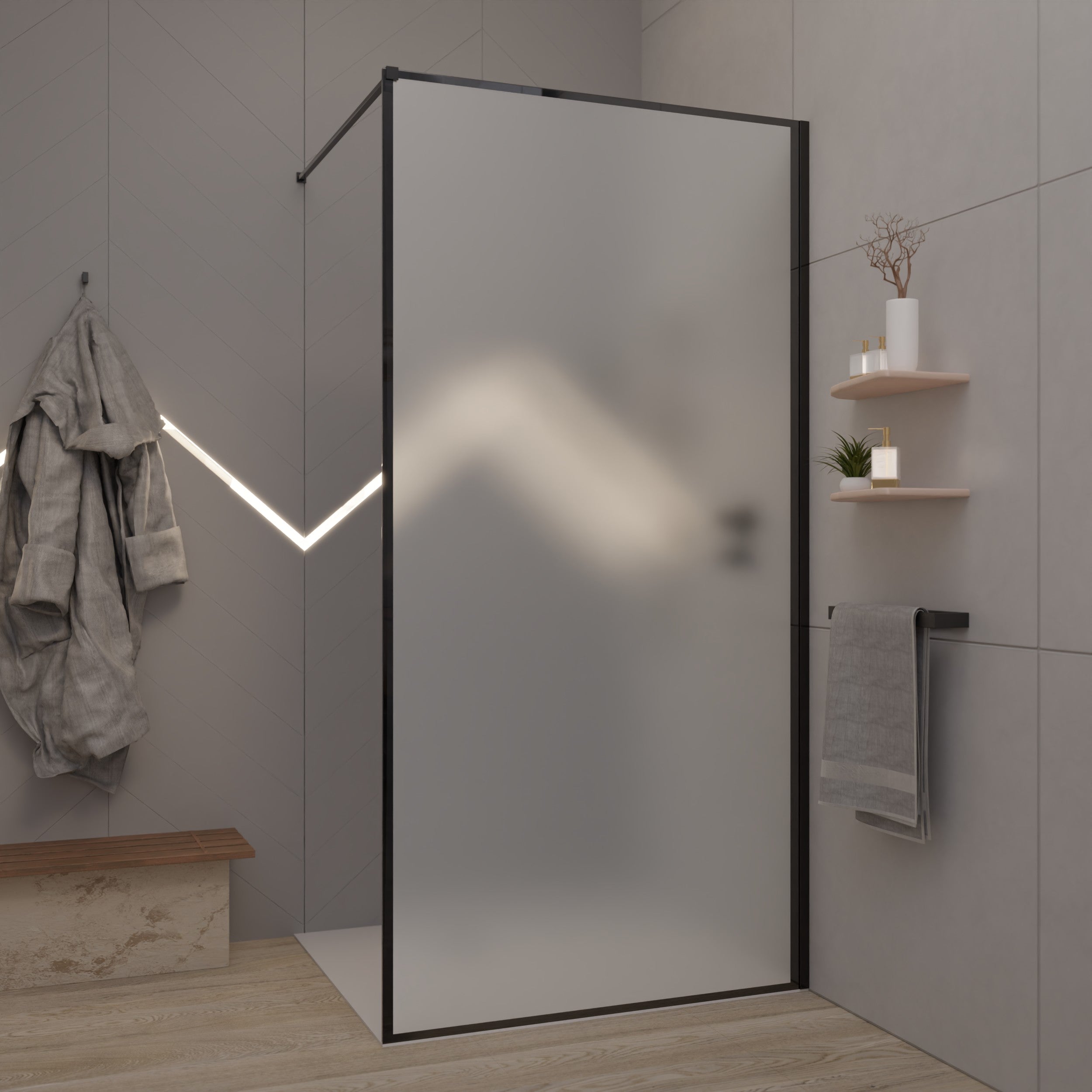 Duschwand mit schwarzem Industriestil Satinato - Riva