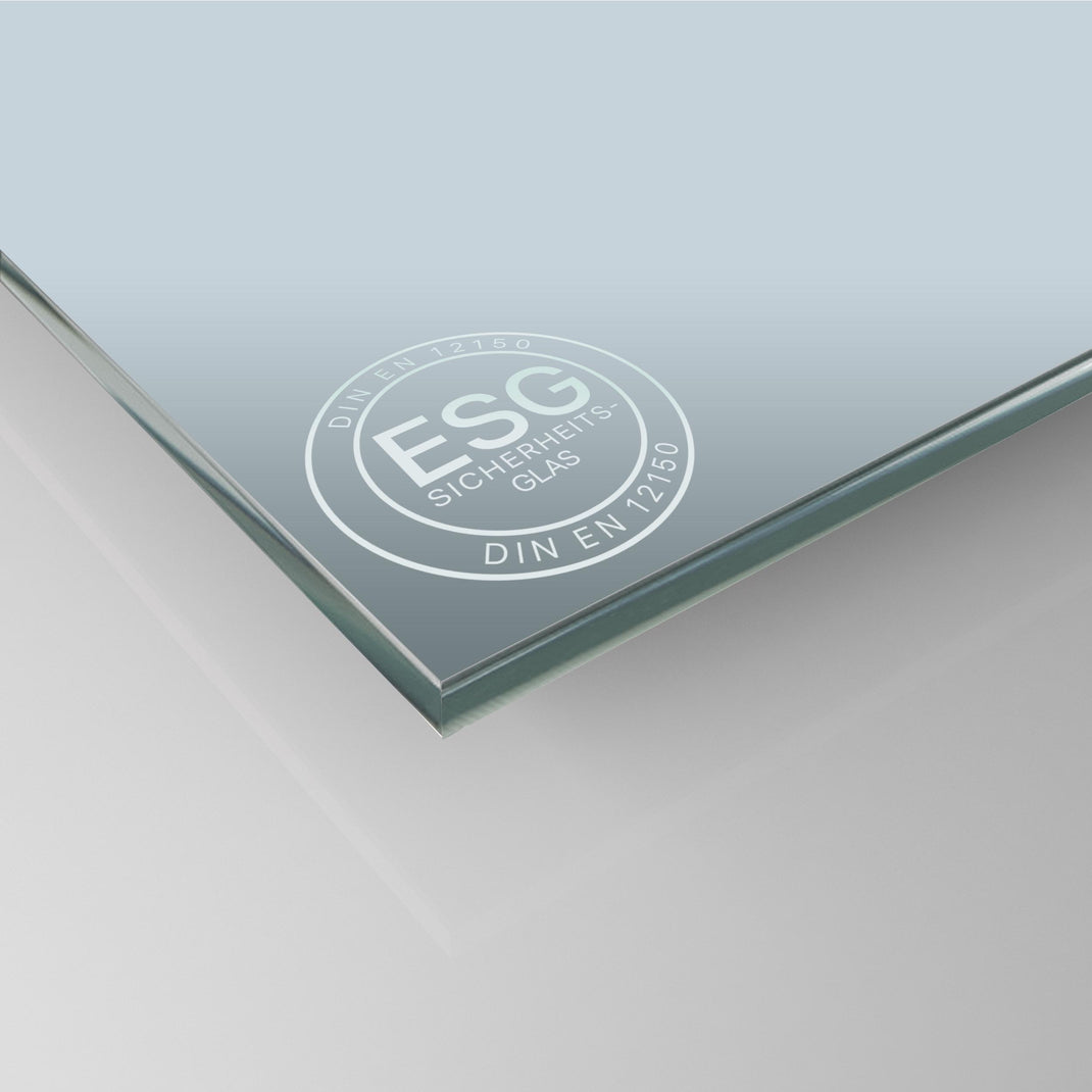 ESG-Glasplatte (8 mm) mit Prägung auf der Kante