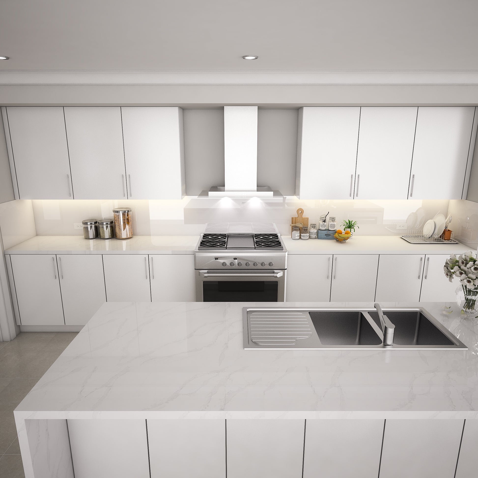 Alpinweiß REF 9003 - Küchenrückwand Glas