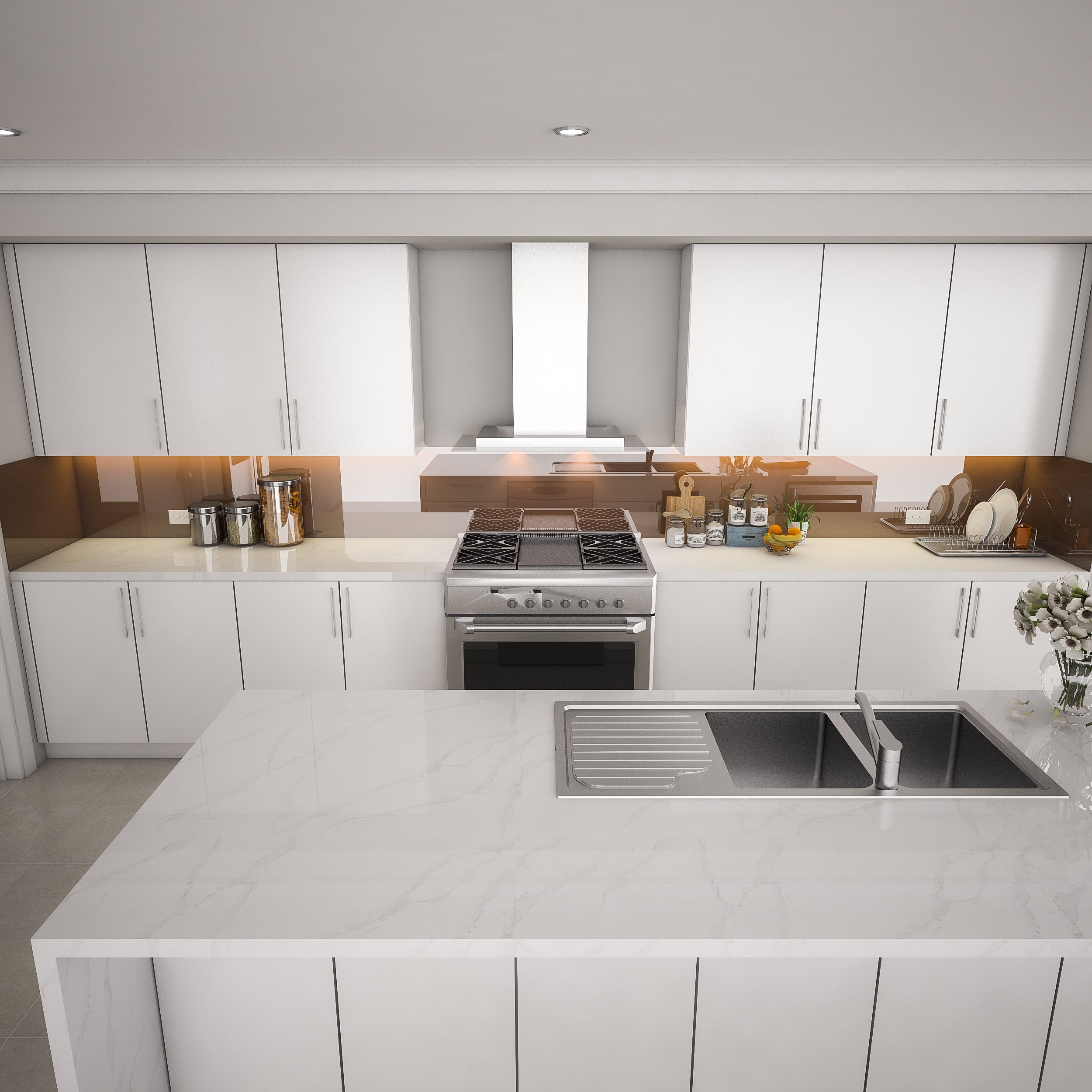 Mittelbraun REF 7013 - Küchenrückwand Glas