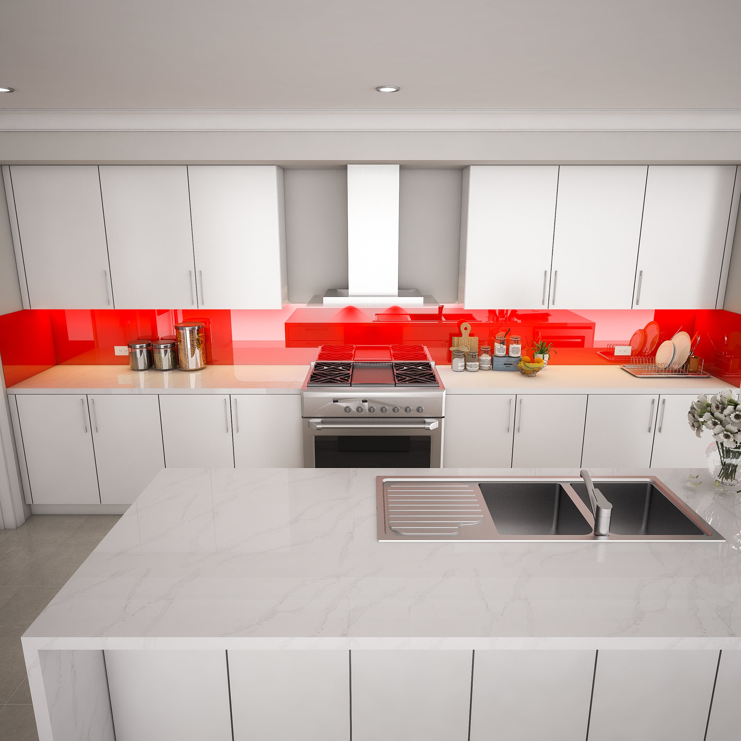 Rot REF 1586 - Küchenrückwand Glas