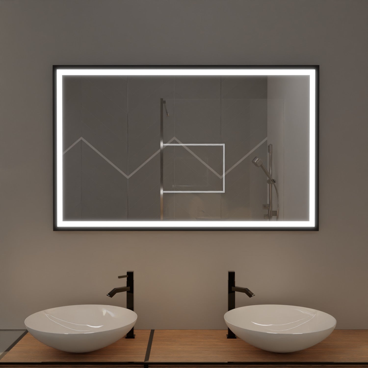 Silberner/Schwarzer Rahmenspiegel - Malaysia