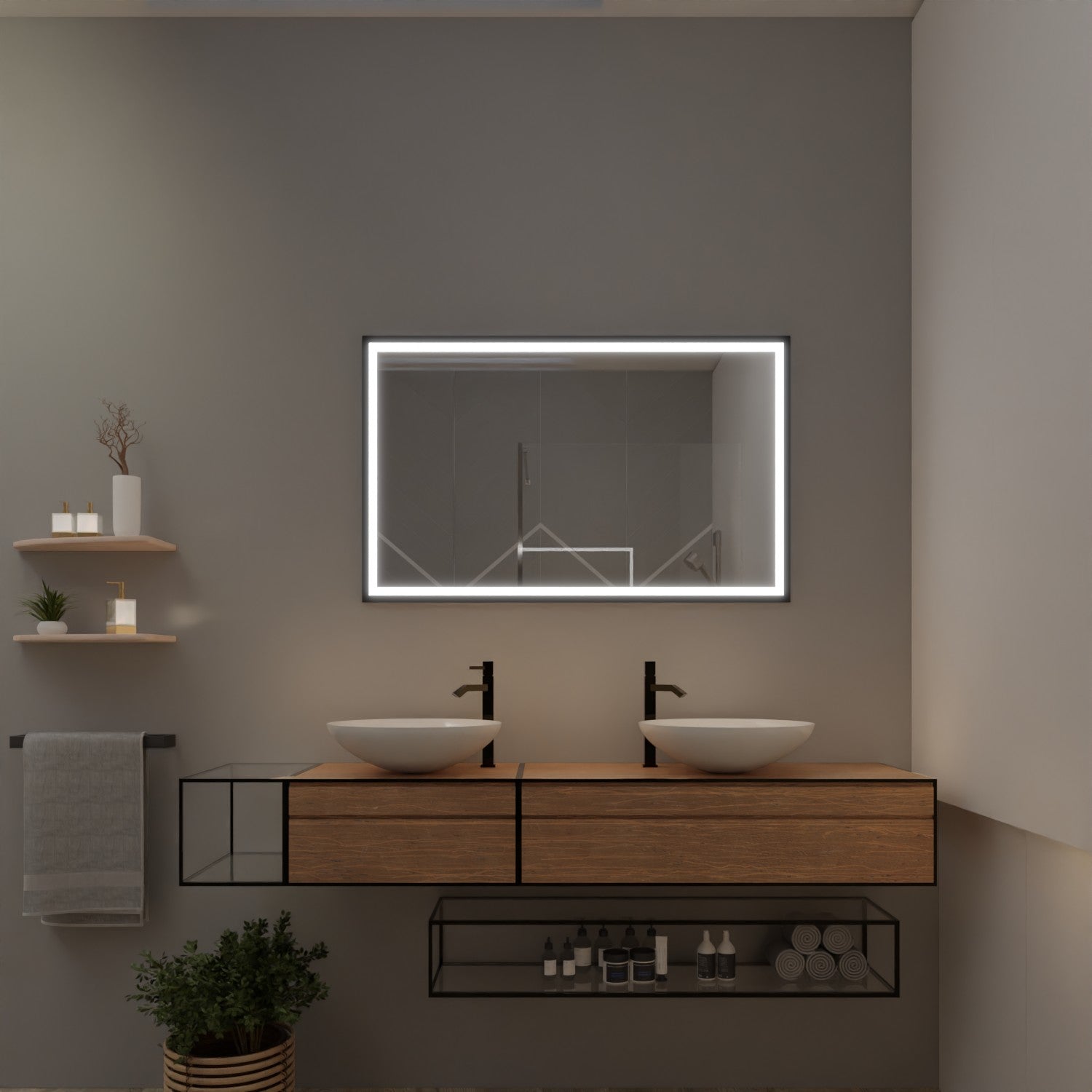 Silberner/Schwarzer Rahmenspiegel - Malaysia