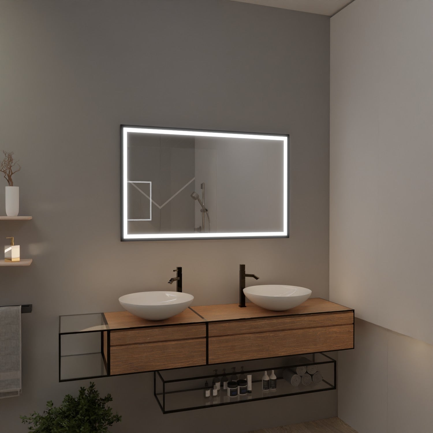 Silberner/Schwarzer Rahmenspiegel - Malaysia