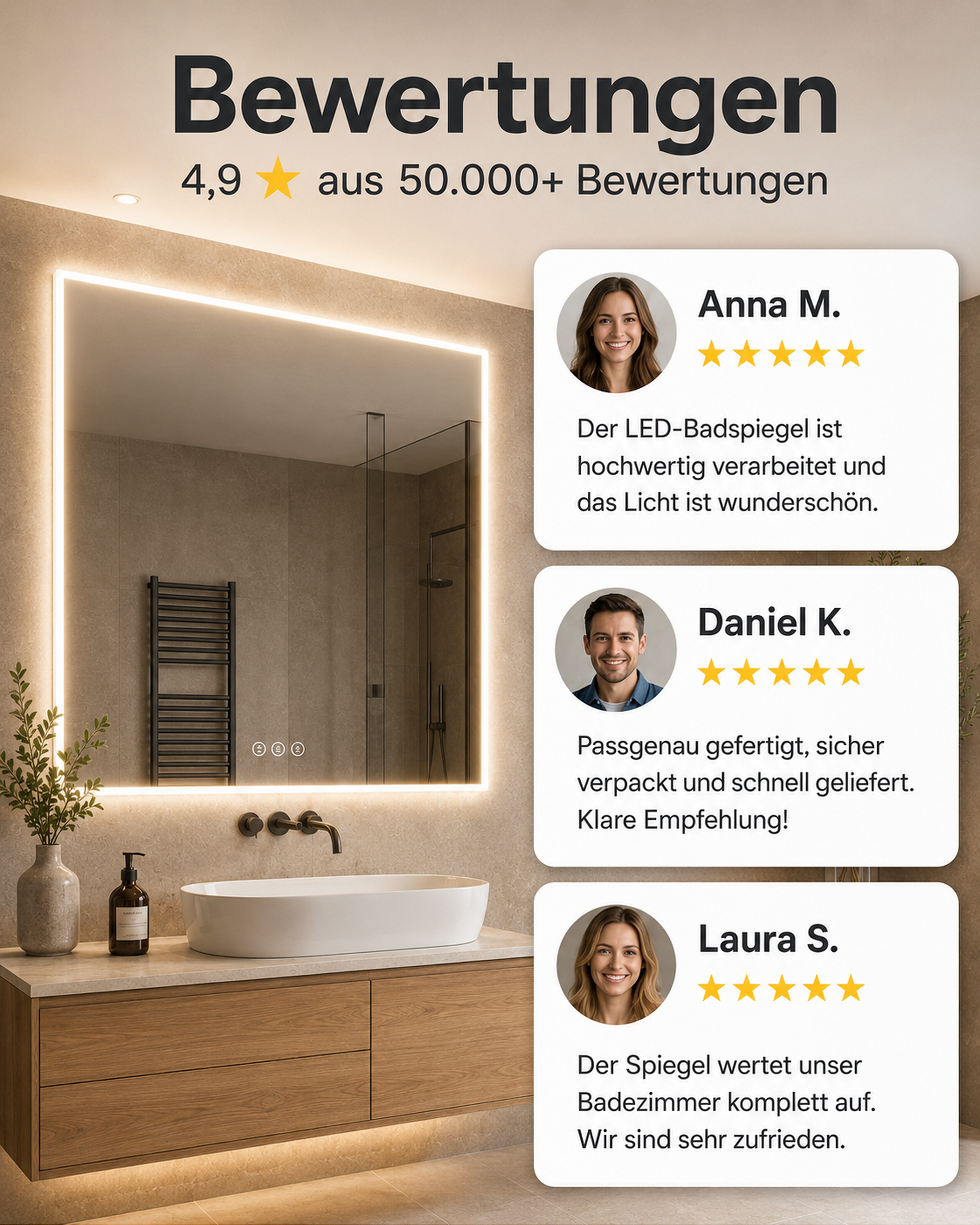 Spiegelmax Kundenbewertungen: 4,9 von 5 Sternen aus über 50.000 Bewertungen