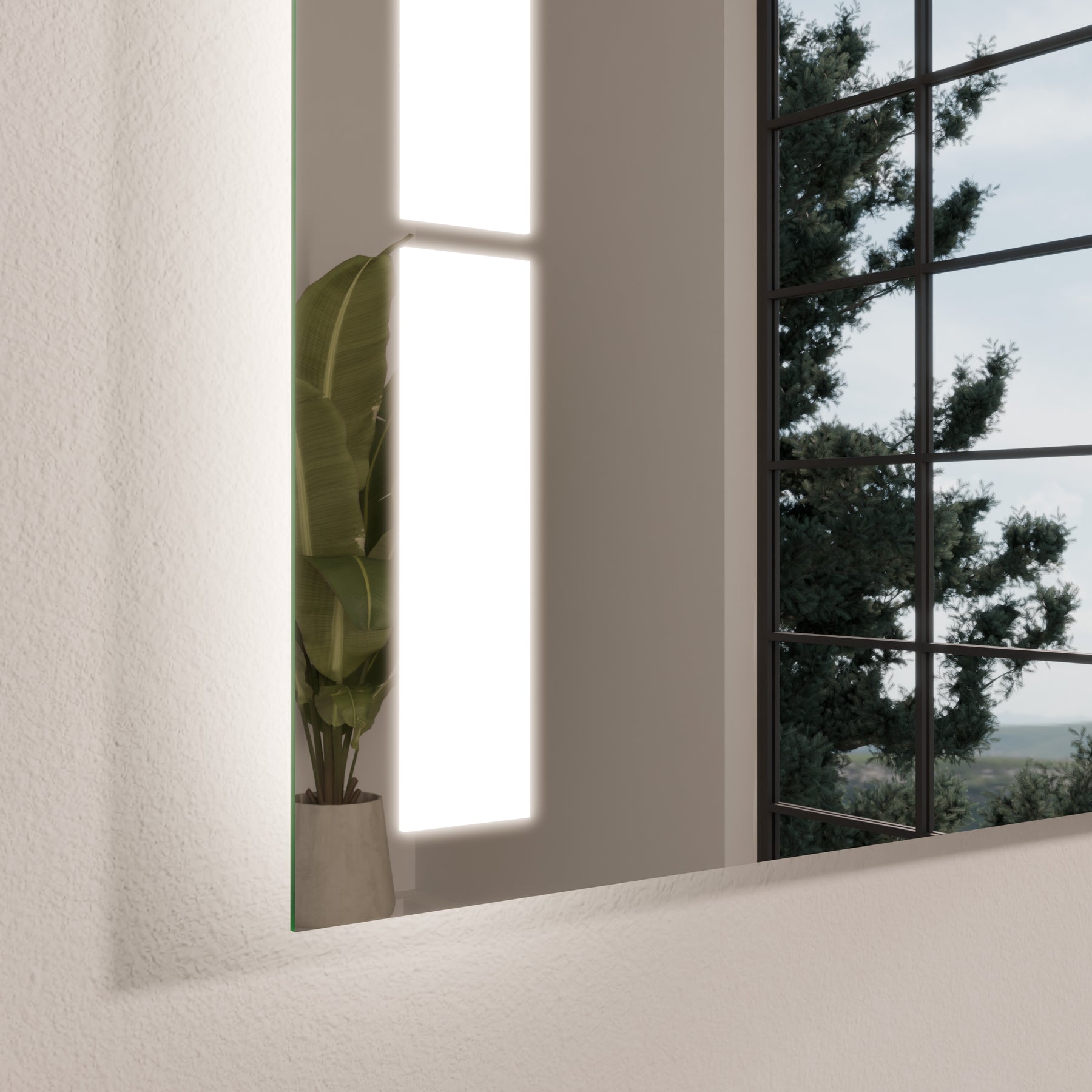 LED-Badspiegel Mimosa mit seitlicher, durchgehender LED-Leuchtleiste im Rahmen