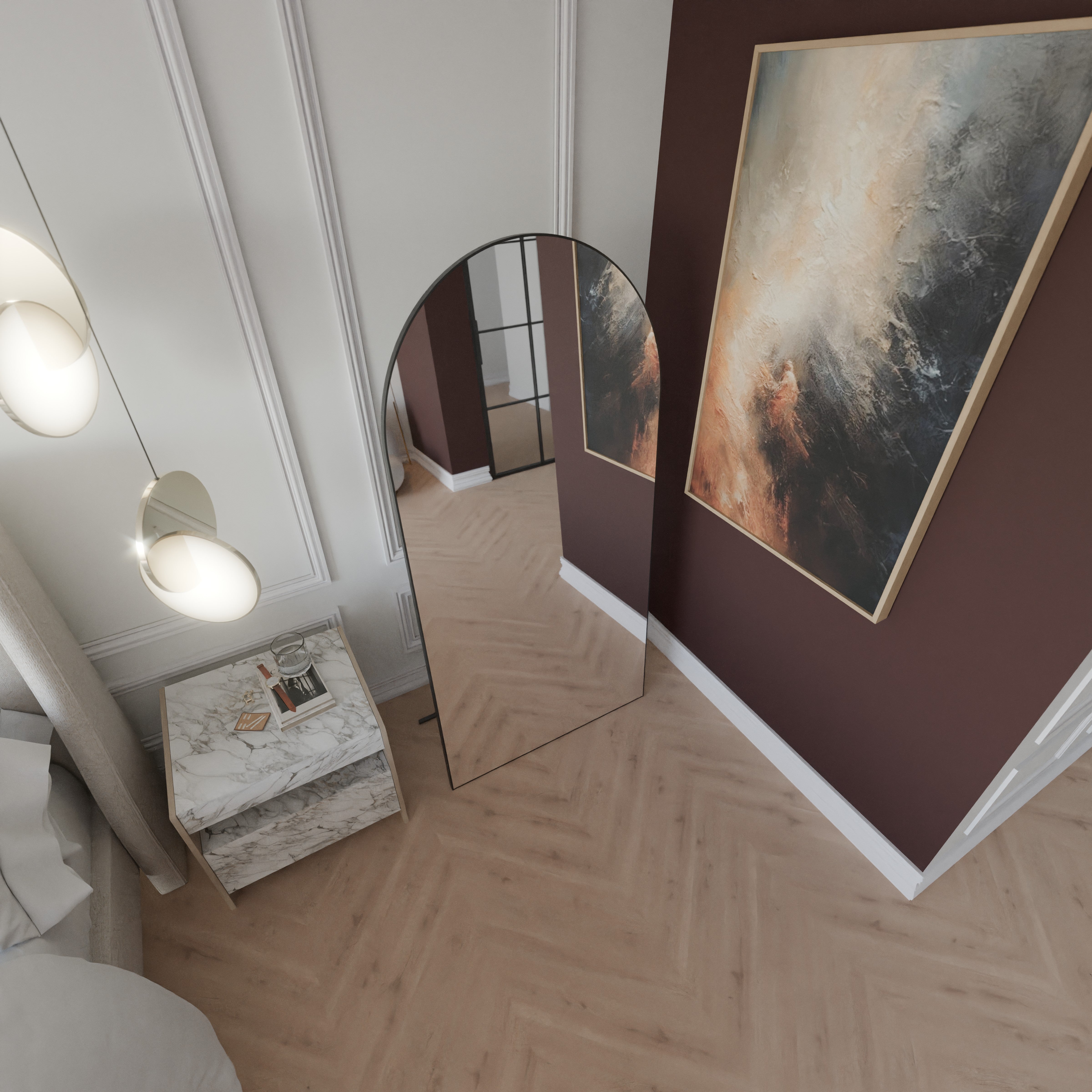 Großer Standspiegel Oval Schwarz - Mirova