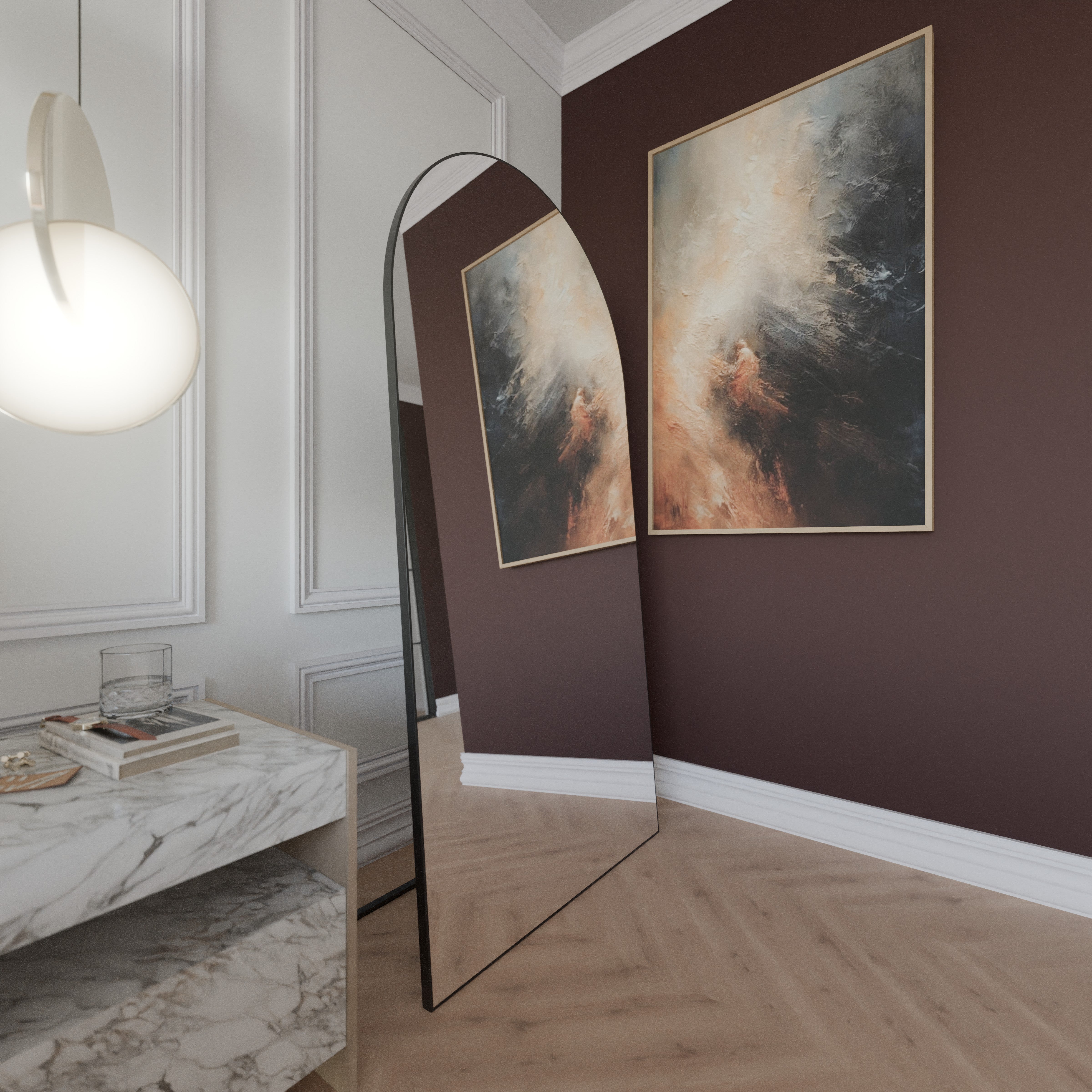 Großer Standspiegel Oval Schwarz - Mirova