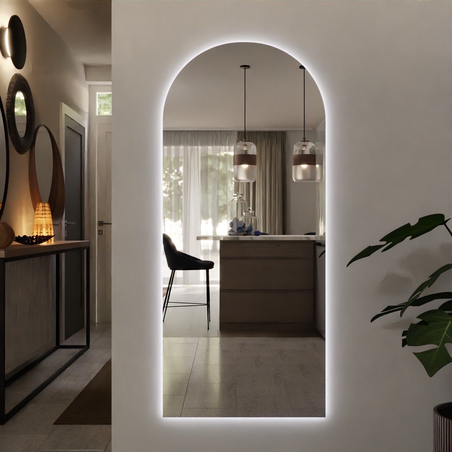 Wandspiegel mit Rundbogen und Hintergrundbeleuchtung - Elisa