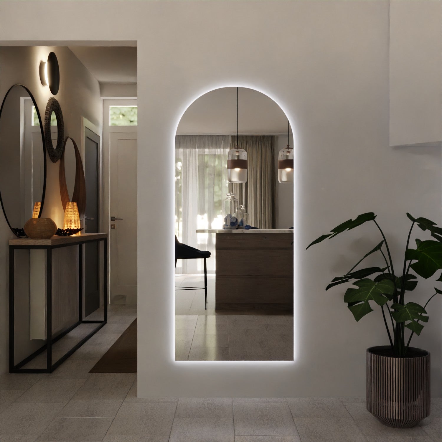Wall mirror with round arch and backlight - Elisa