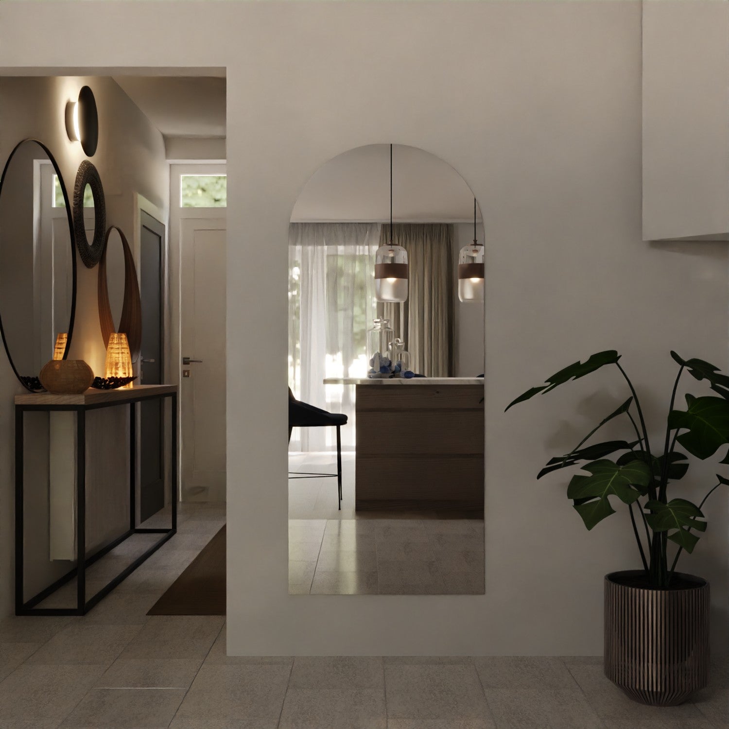 Wandspiegel ohne Beleuchtung mit Rundbogen Noah