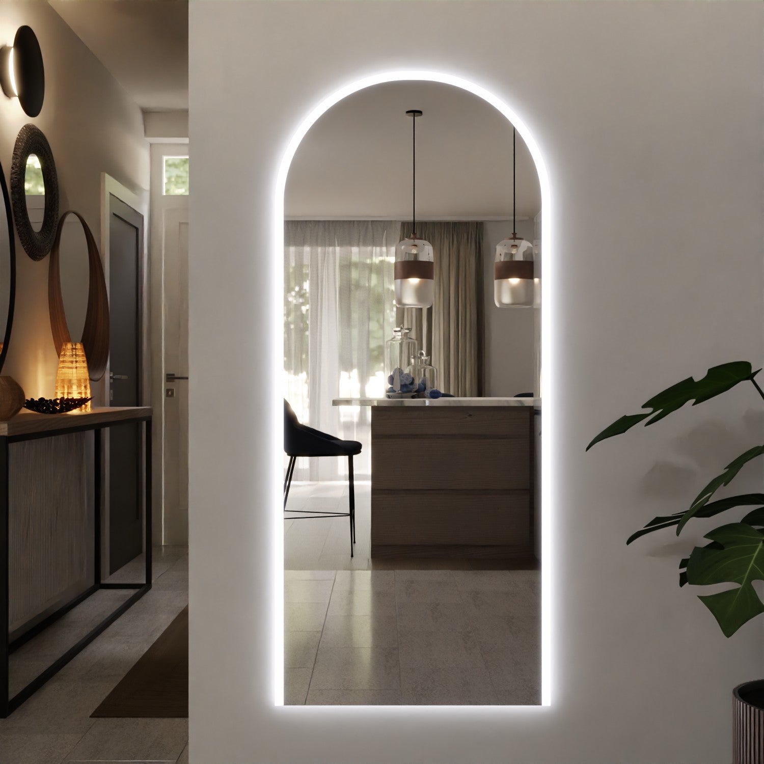 Flurspiegel mit Rundbogen nach Maß beleuchtet - Mika