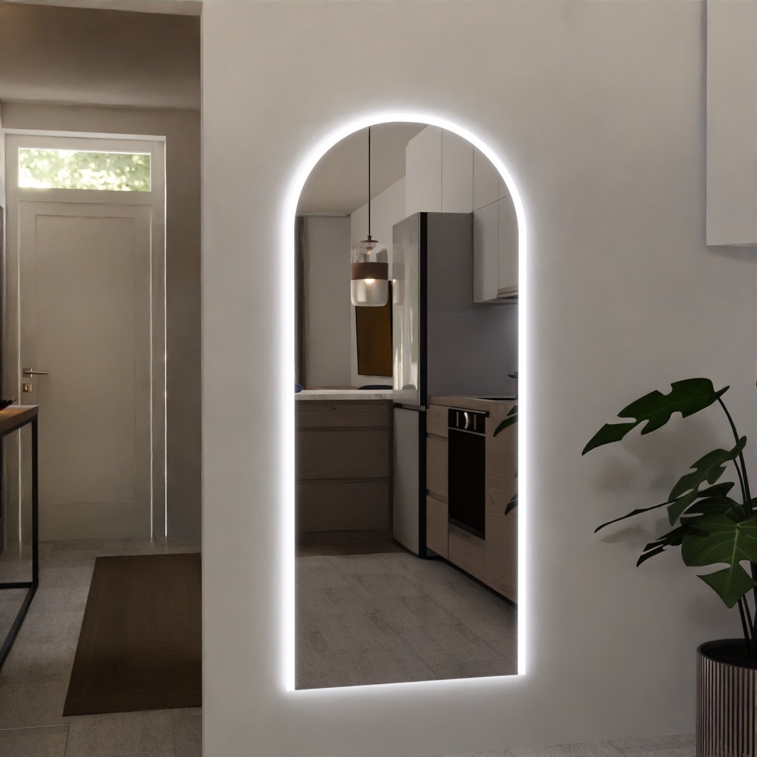 Wandspiegel mit Rundbogen nach Maß beleuchtet - Mika