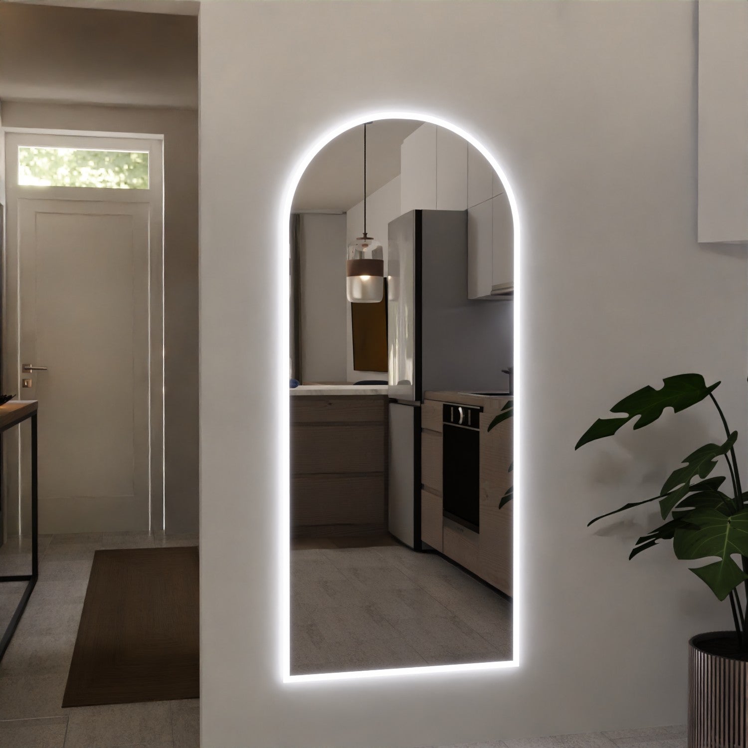 Flurspiegel mit Rundbogen nach Maß beleuchtet - Jona