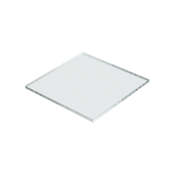 Quadratische Glasplatte mit fein strukturierter Oberfläche.