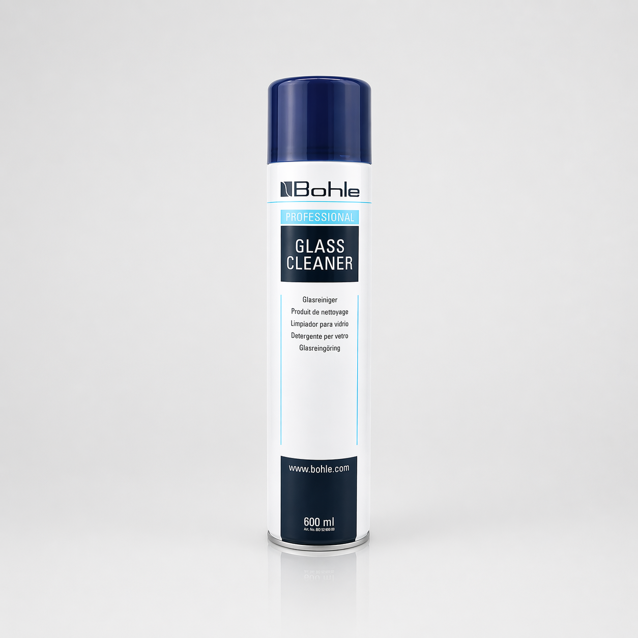 Glasreiniger-Flasche mit blauem Sprühkopf, Bohle Professional, 600 ml.