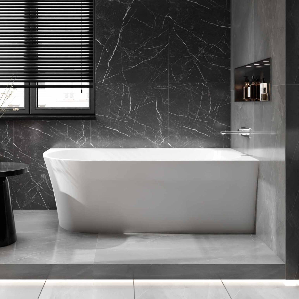 Acryl-Eckbadewanne 170 × 80 cm – Einbau rechts, glänzend – Ansicht 1