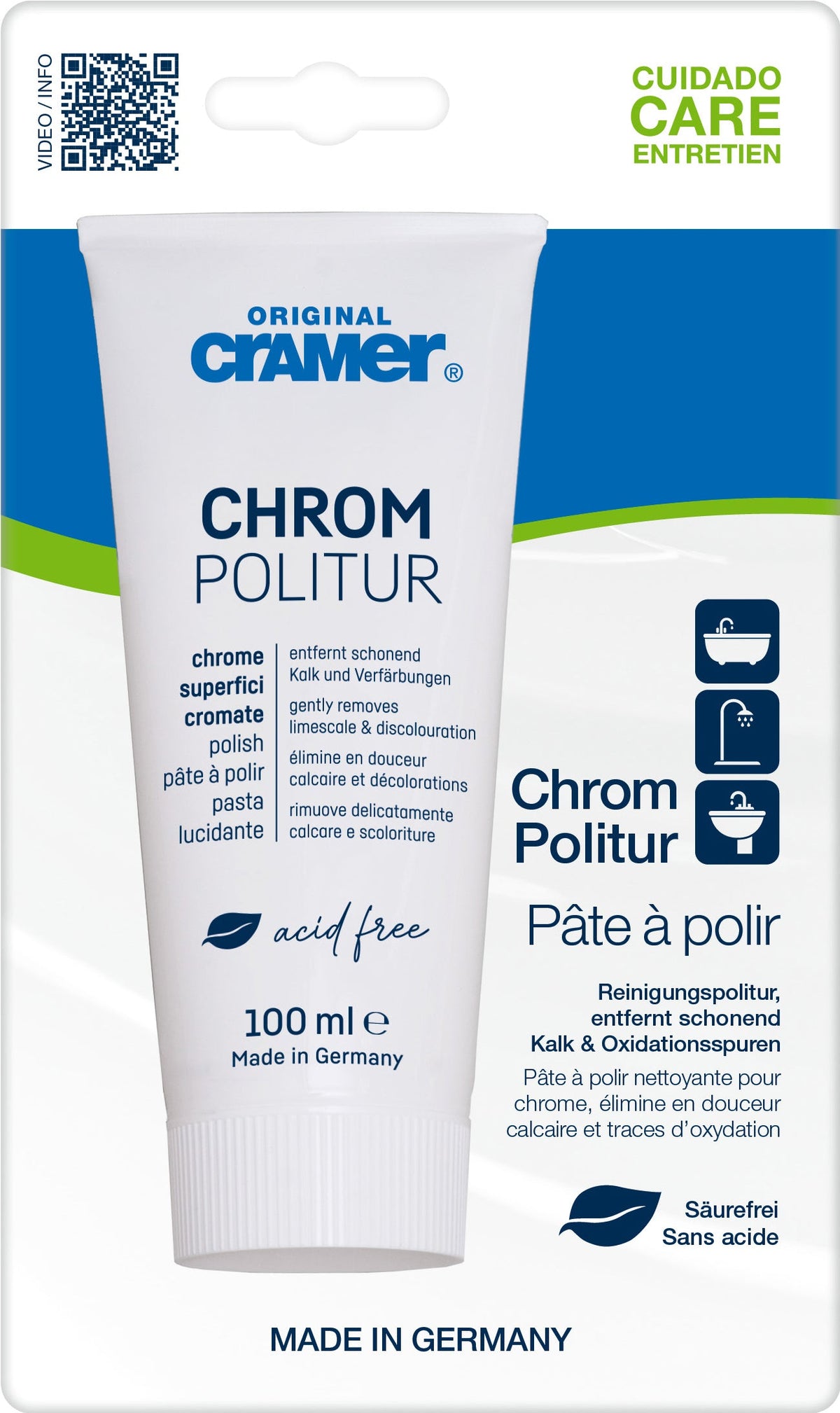 Cramer Chrom-Politur, 100 ml, weiße Tube in Verpackung