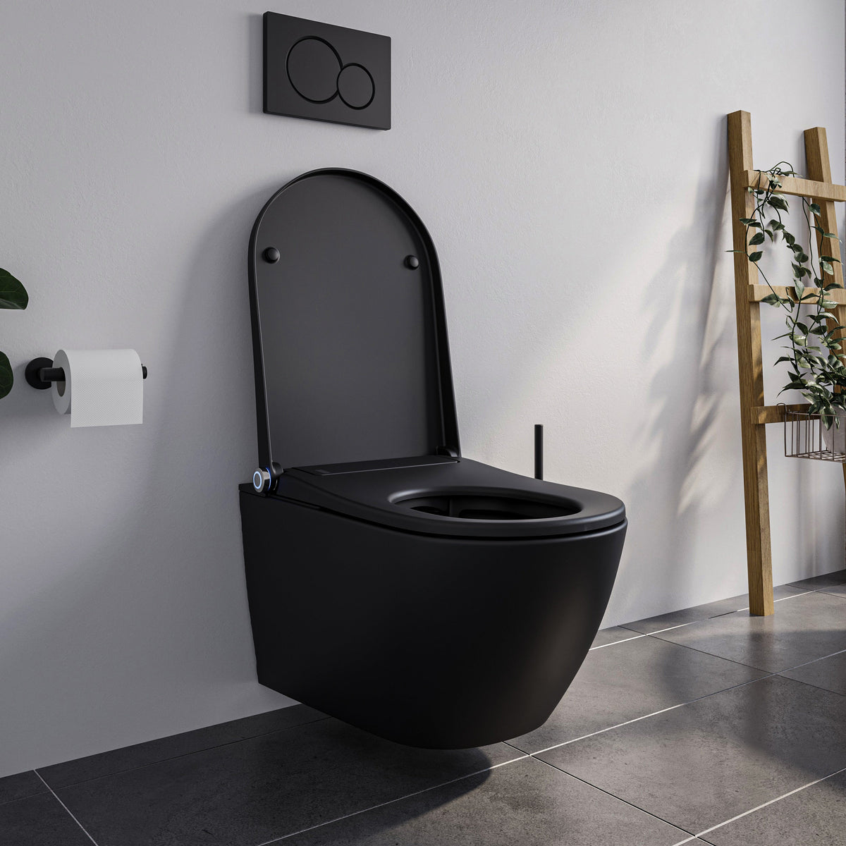 Dusch-WC mit Sitzheizung und Entkalkung – Schwarz matt – Ansicht 4