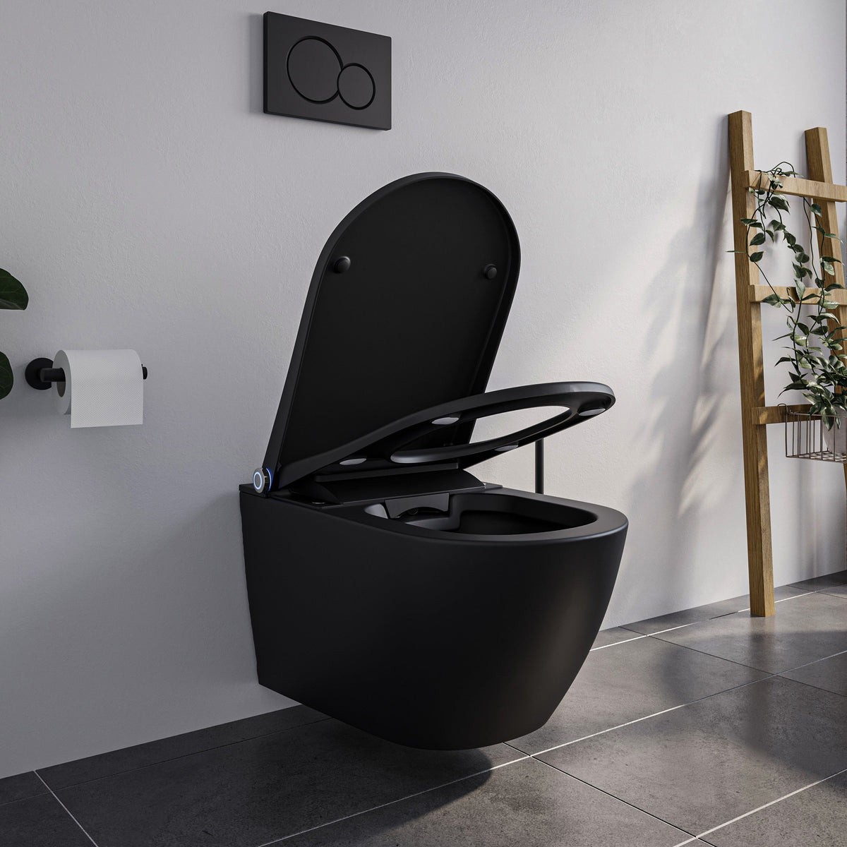 Dusch-WC mit Sitzheizung und Entkalkung – Schwarz matt – Galerieansicht 5