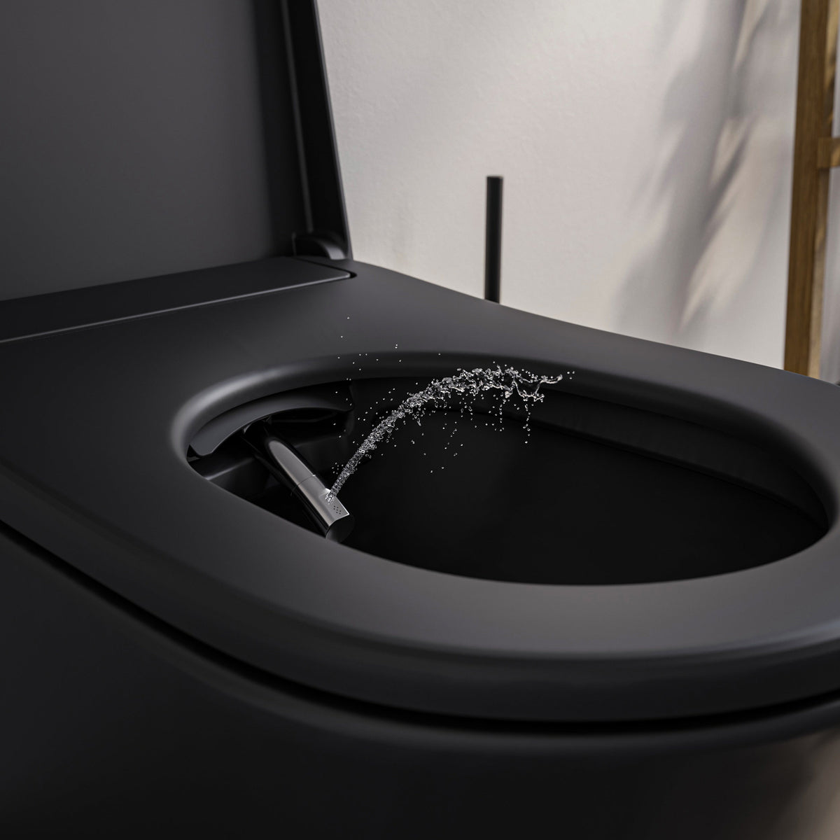 Dusch-WC mit Sitzheizung und Entkalkung – Schwarz matt – Galerieansicht 6