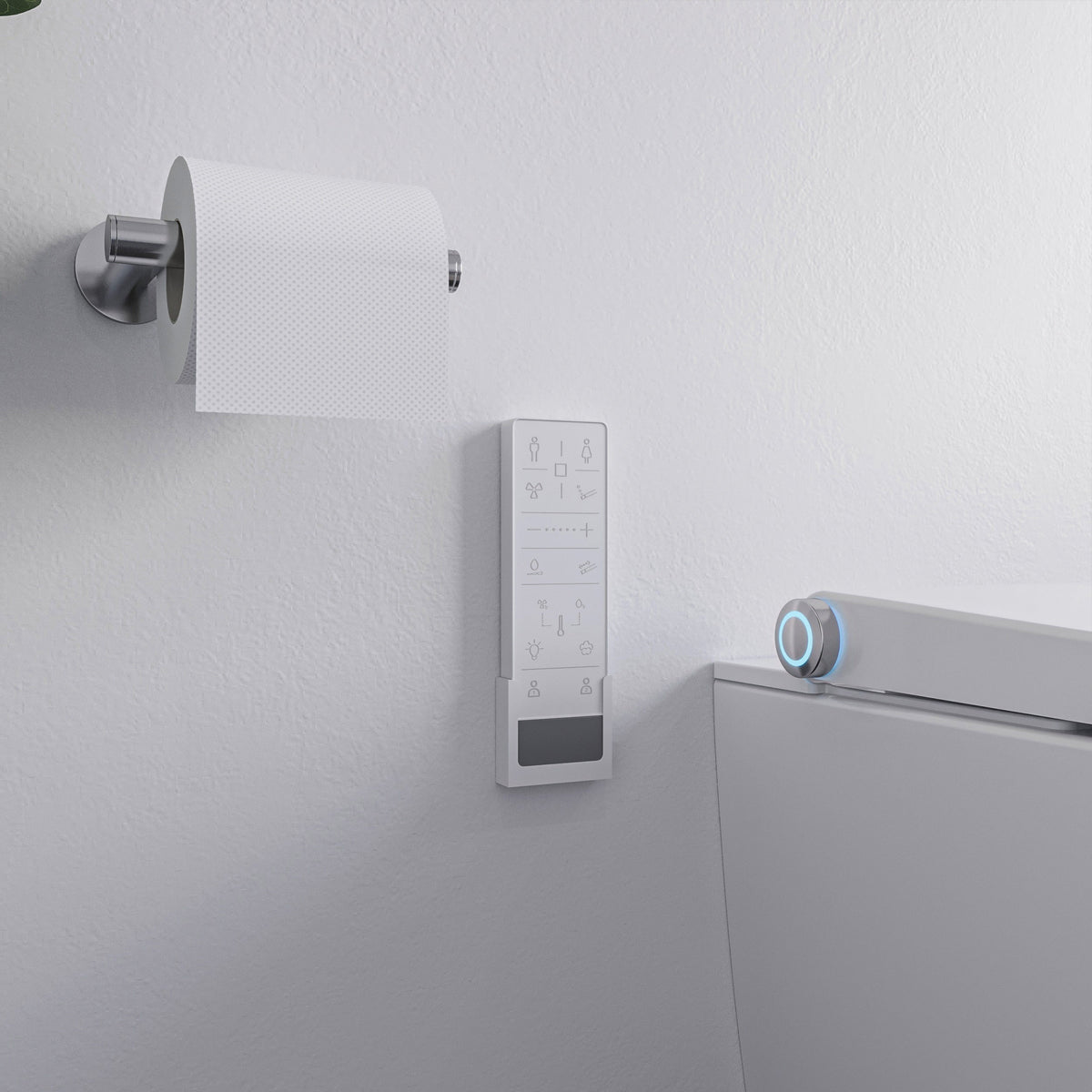 Eckiges Dusch-WC mit Warmlufttrocknung und Fernbedienung – Galerieansicht 10