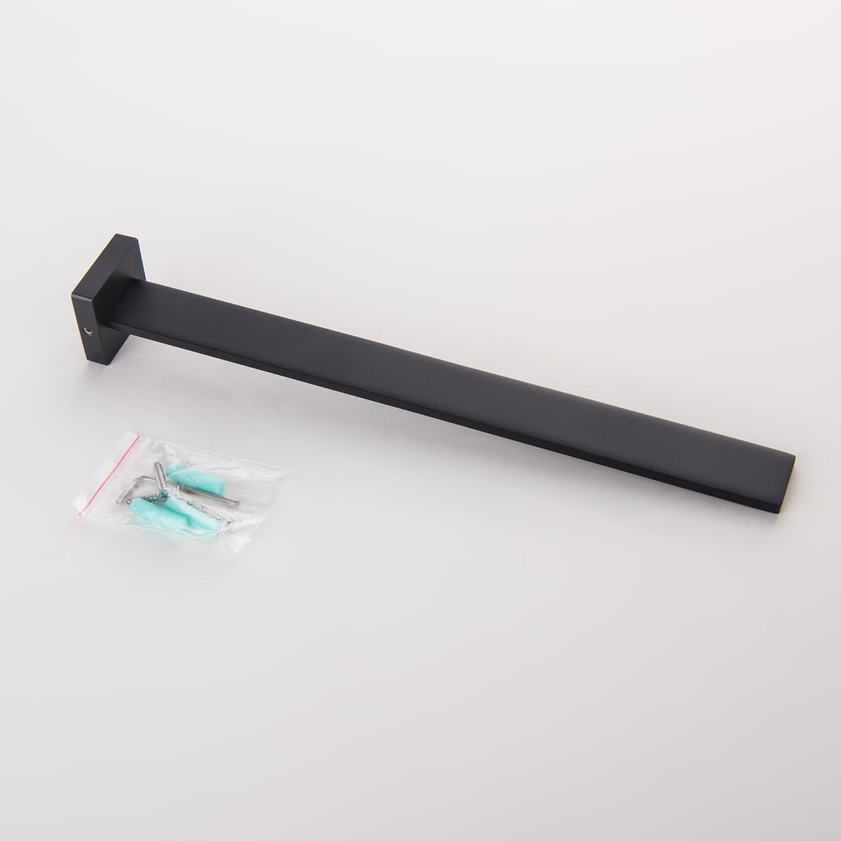 Mattschwarze Wandhandtuchstange mit Befestigungsmaterial