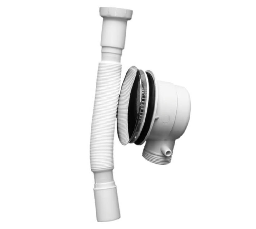 Flacher 90-mm-Duschwannenablauf mit flexiblem Schlauch – Ansicht 2