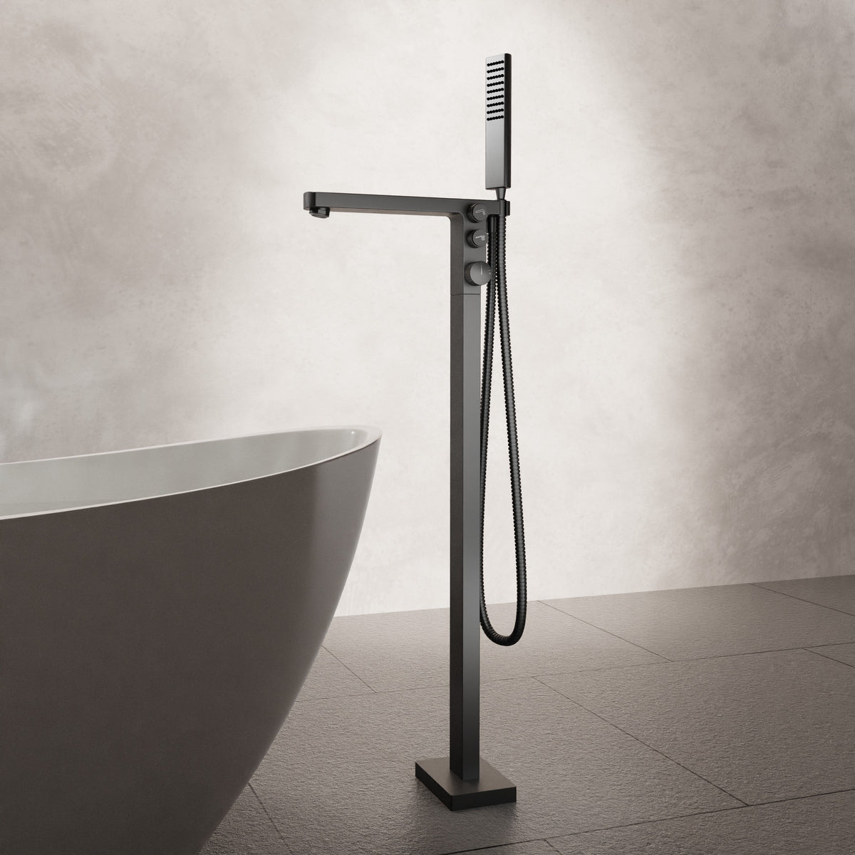 Freistehender Wannenmischer mit ABS-Handbrause – 95 cm – Ansicht 2