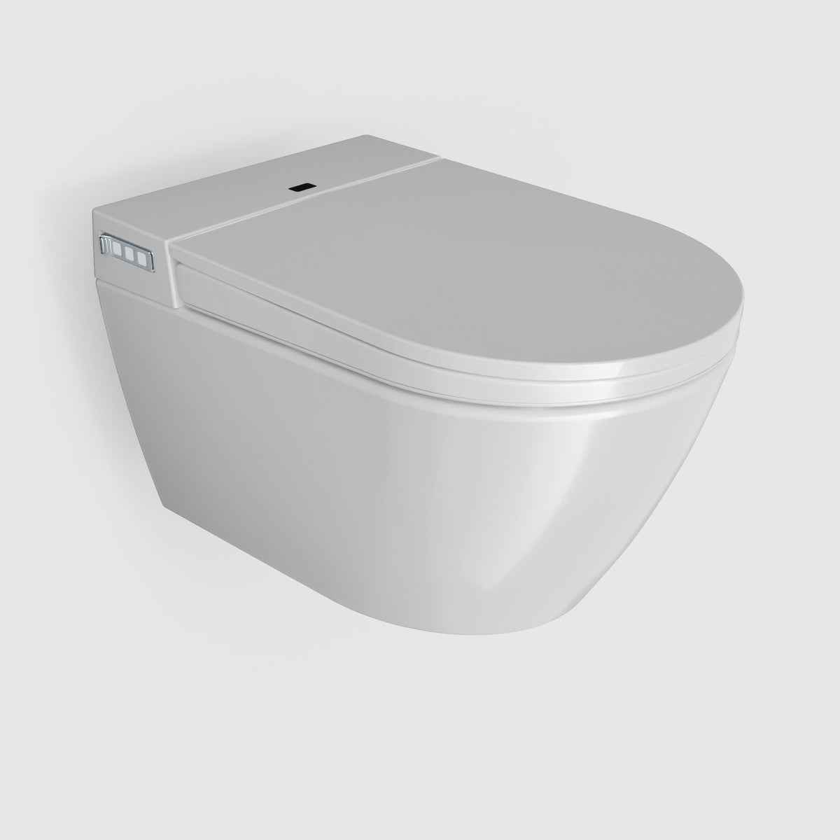 Komfort-Dusch-WC mit beheiztem Sitz und Wassersterilisator, weiß, mit seitlichem Bedienfeld