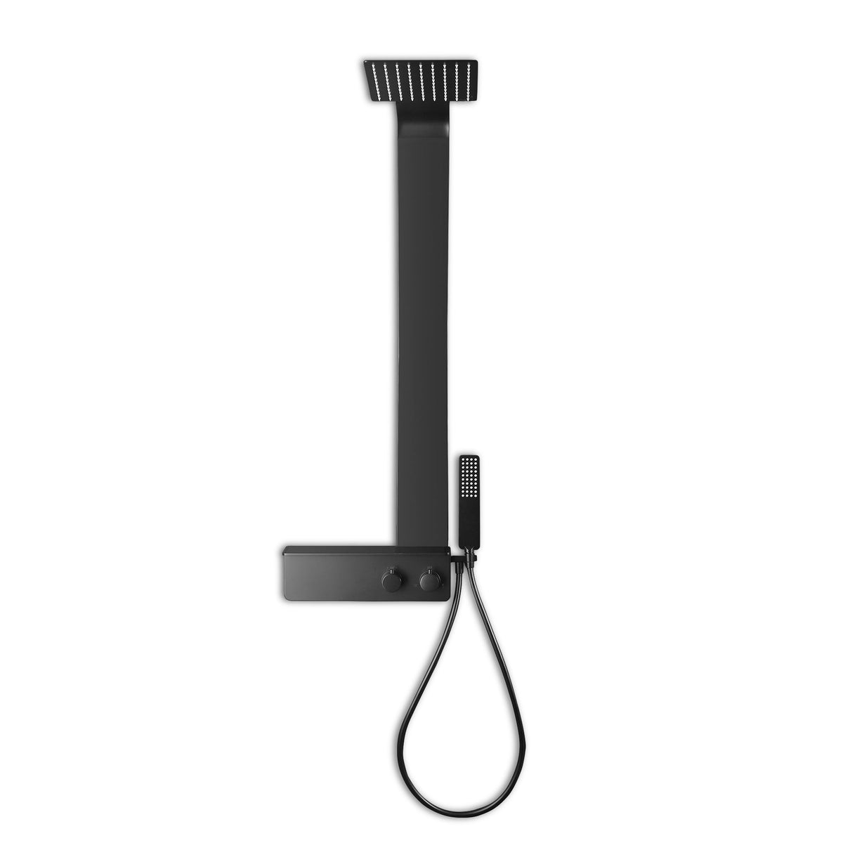 Mattschwarzes Edelstahl-Duschsystem mit Thermostat – 120 cm – Ansicht 2