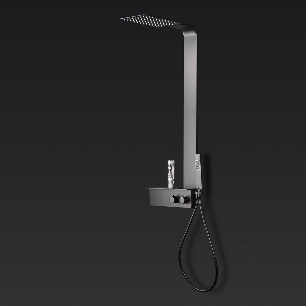 Mattschwarzes Edelstahl-Duschsystem mit Thermostat – 120 cm – Ansicht 3