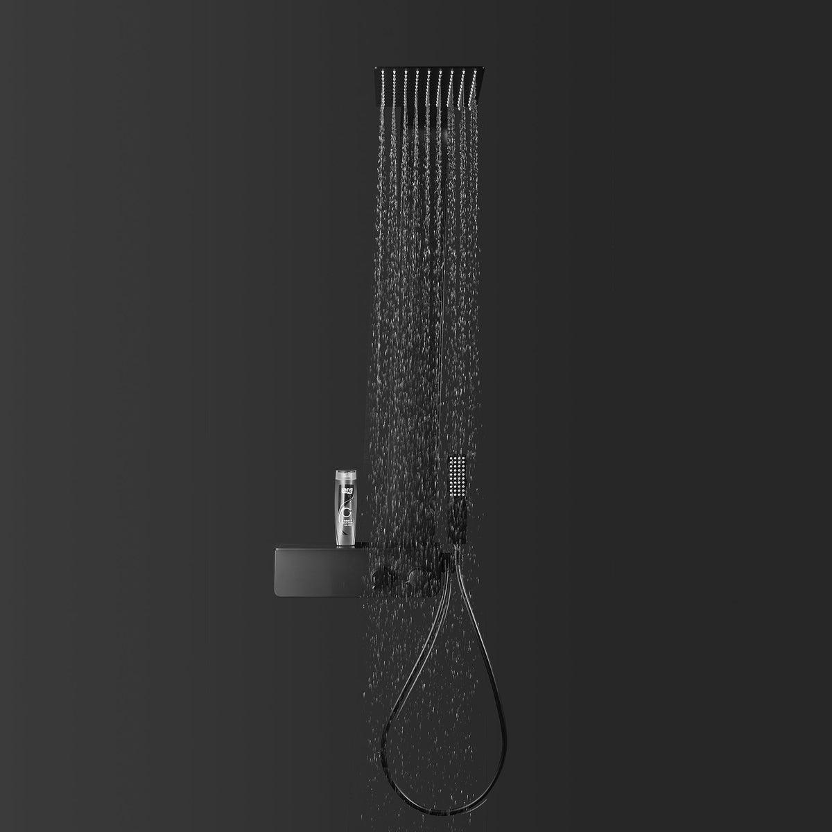Mattschwarzes Edelstahl-Duschsystem mit Thermostat – 120 cm – Galerieansicht 11