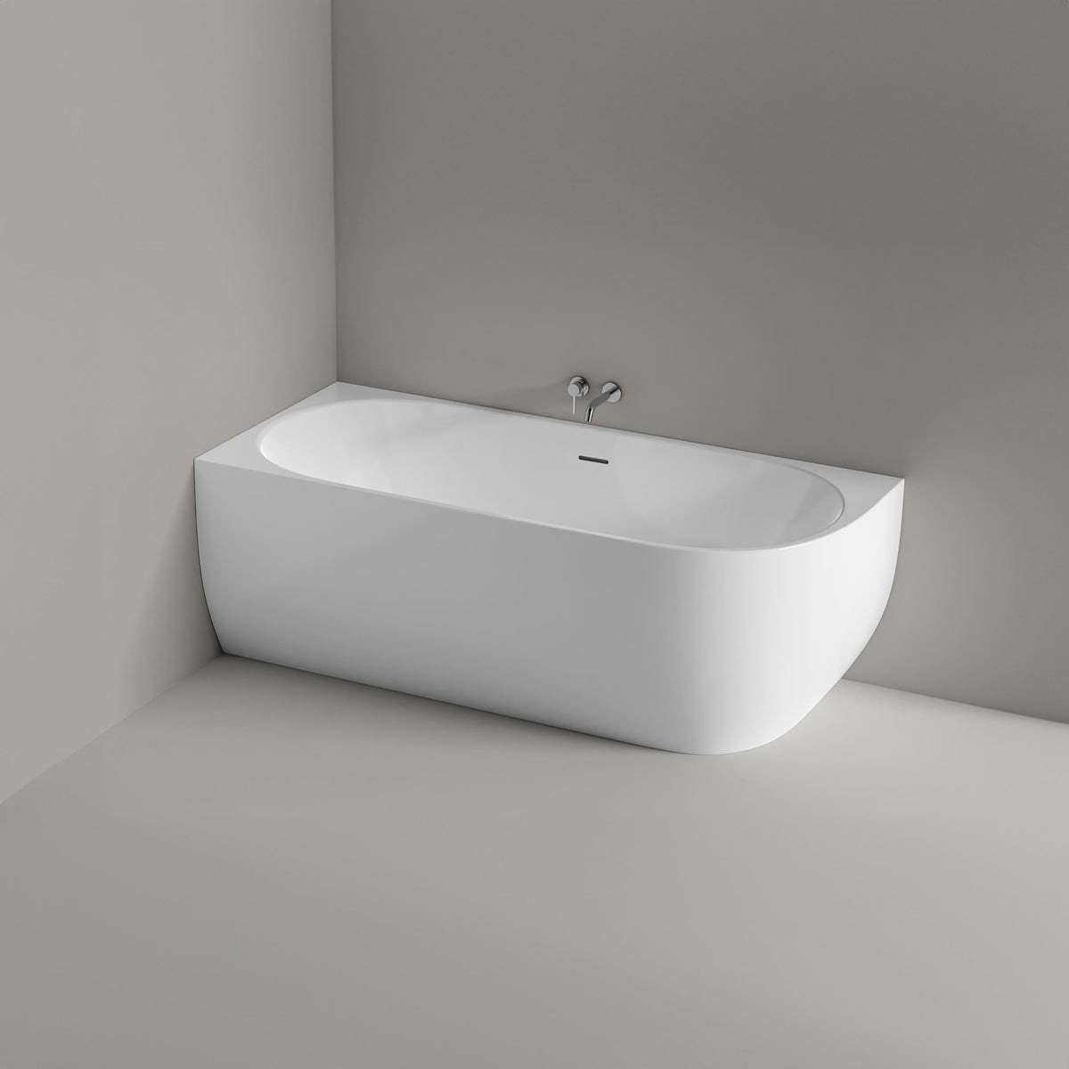 Ovale Acryl-Eckbadewanne 170 × 75 cm – links – Ansicht 3