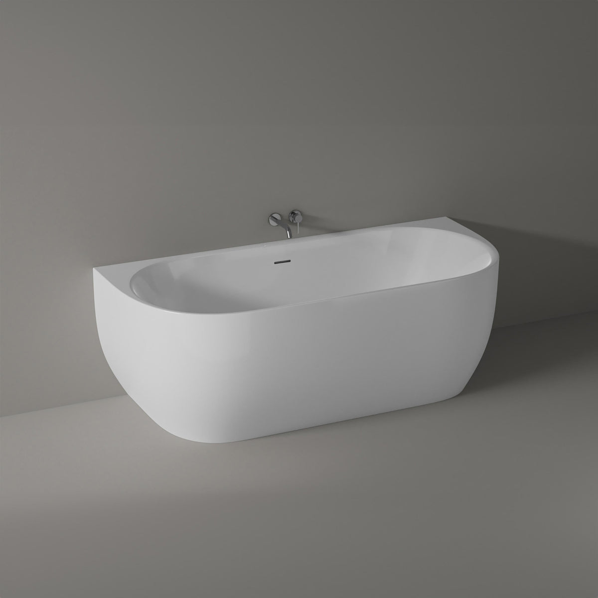 Ovale Acrylbadewanne mit gerader Rückseite – 170 × 75 cm – Ansicht 2