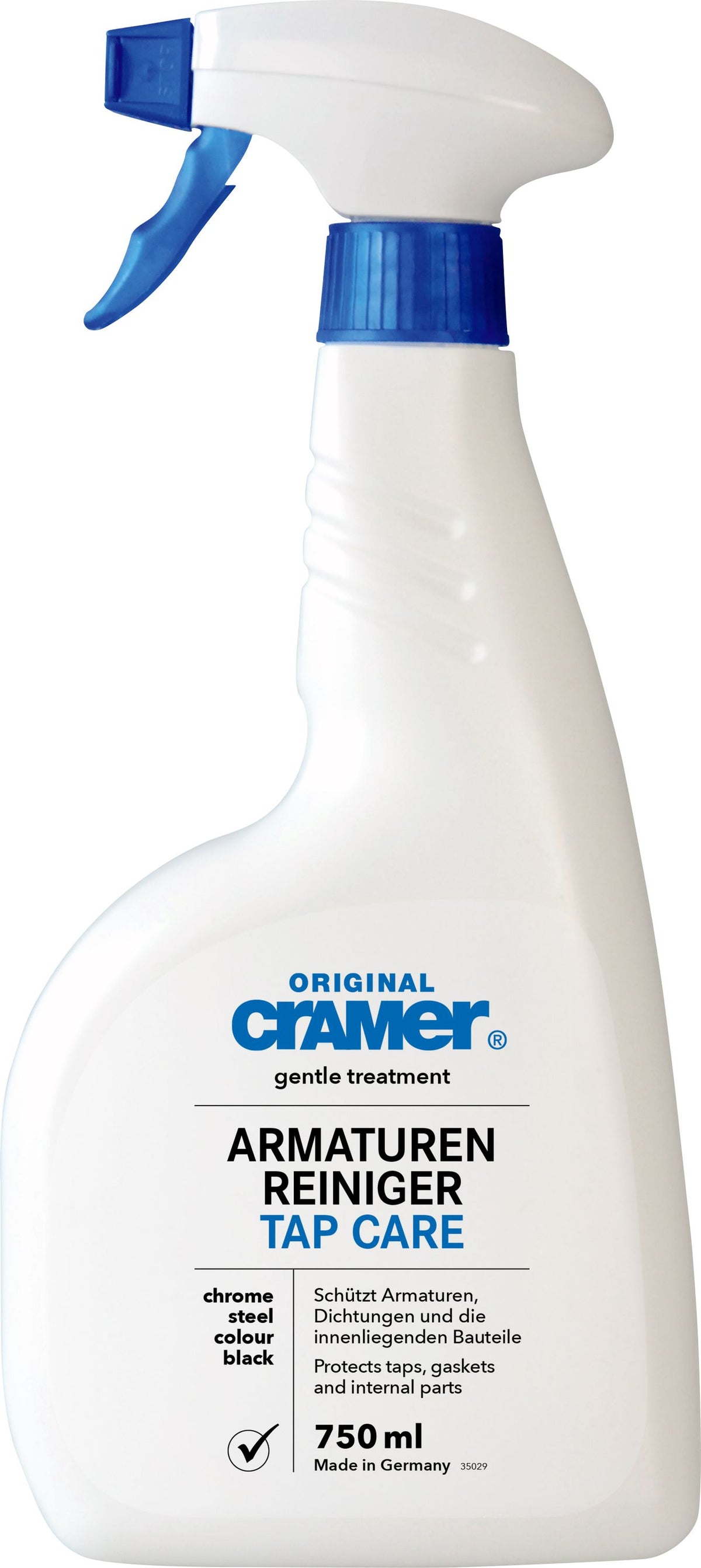 Sprühreiniger für Armaturen, 750 ml, in weißer Flasche mit blauem Sprühkopf