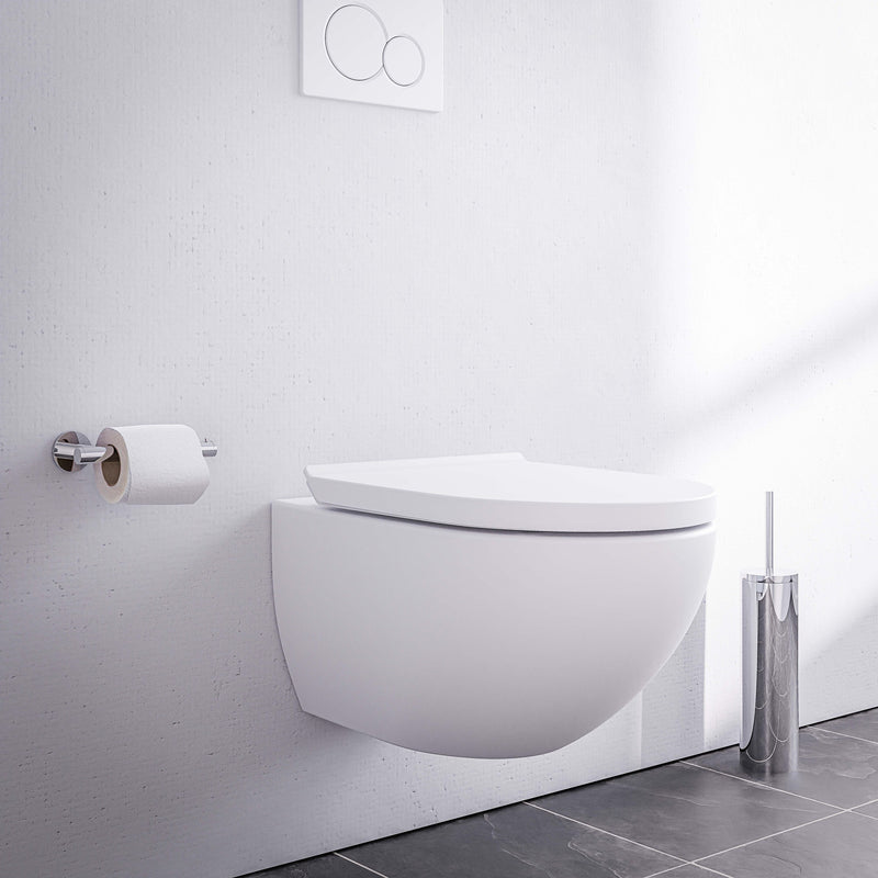 Spülrandloses Wand-WC mit Softclose-Sitz, glänzend weiß, mit geschlossener, glatter Front