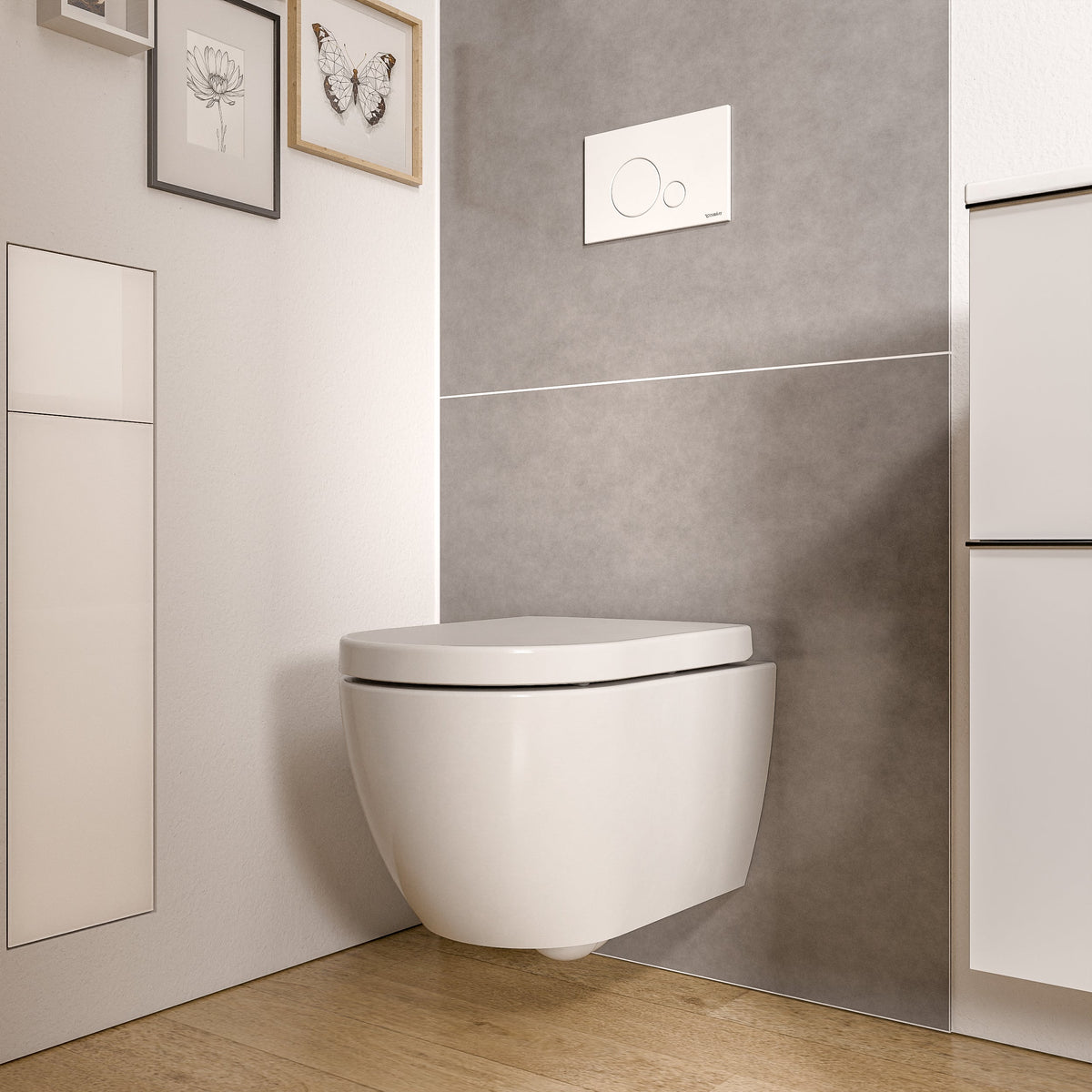 Wand-Tiefspül-WC in Weiß mit abnehmbarem Softclose-Sitz, wandhängend