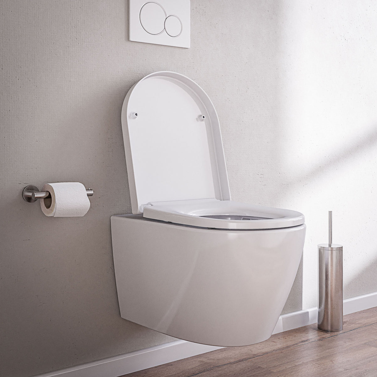 Wand-WC mit wählbarem Sitz und offenem Spülrand – 55,5 cm – Ansicht 2