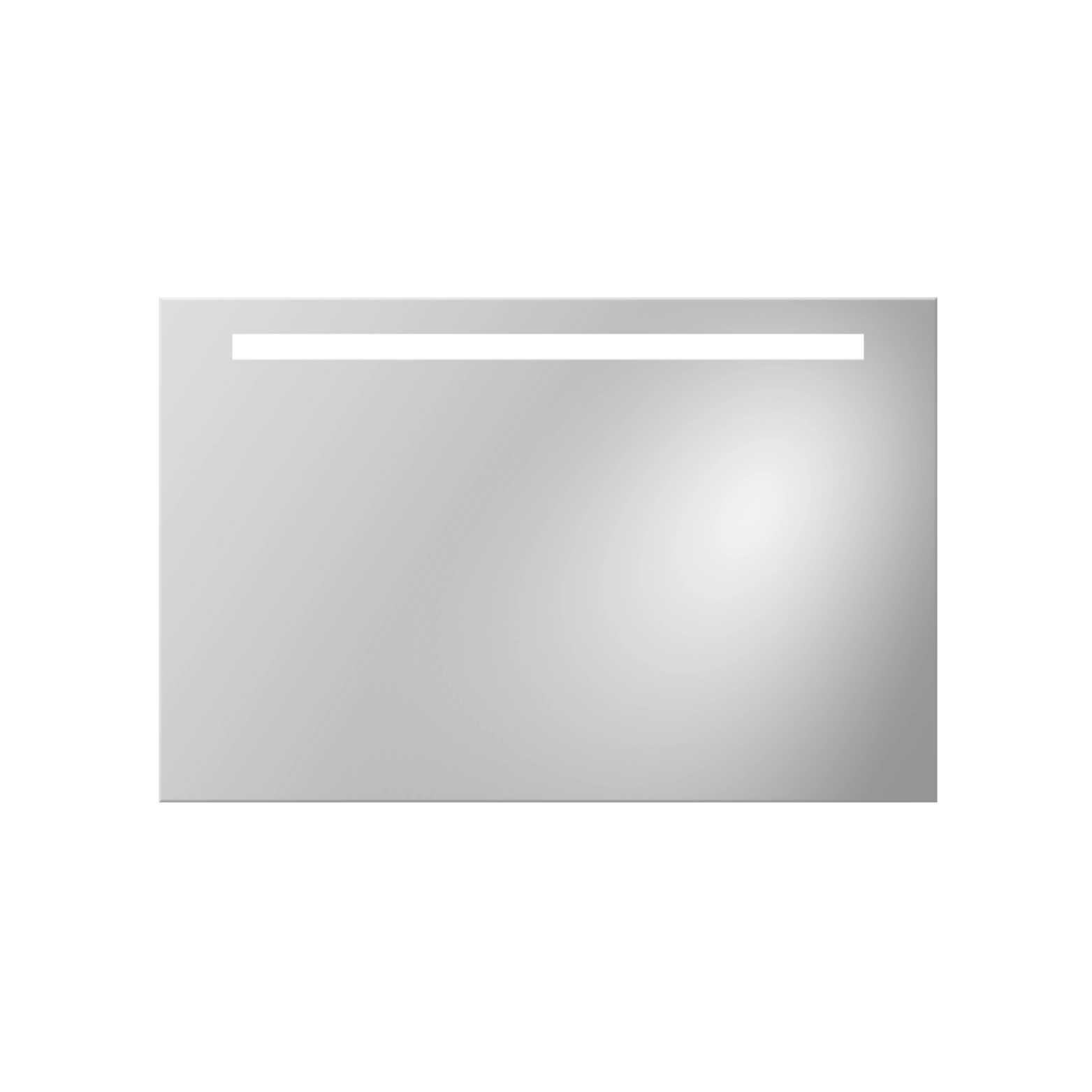 Rechteckiger Badspiegel mit integrierter LED-Beleuchtung.